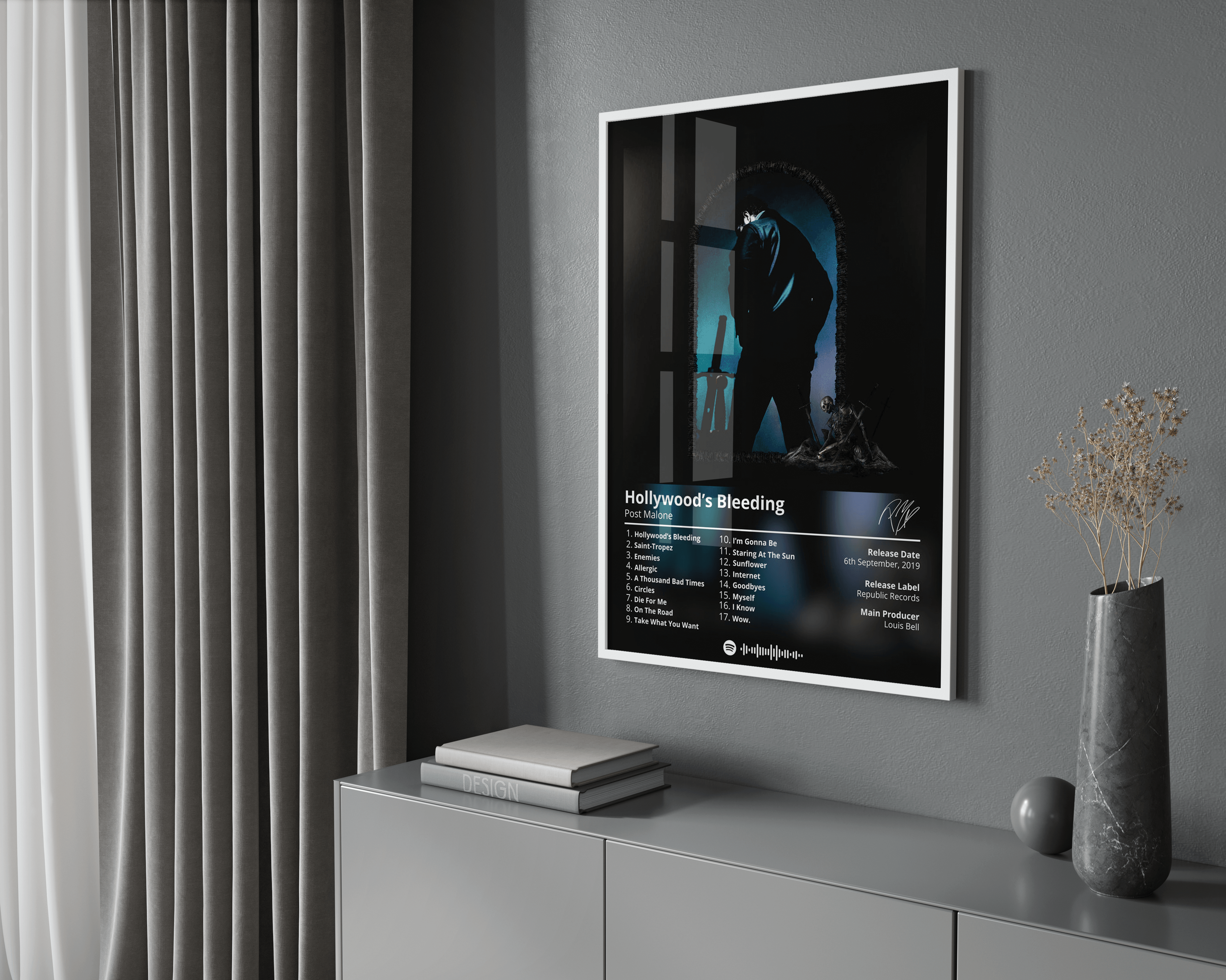 Post Malone 'Hollywood's Bleeding' Album Poster | Hype Posters