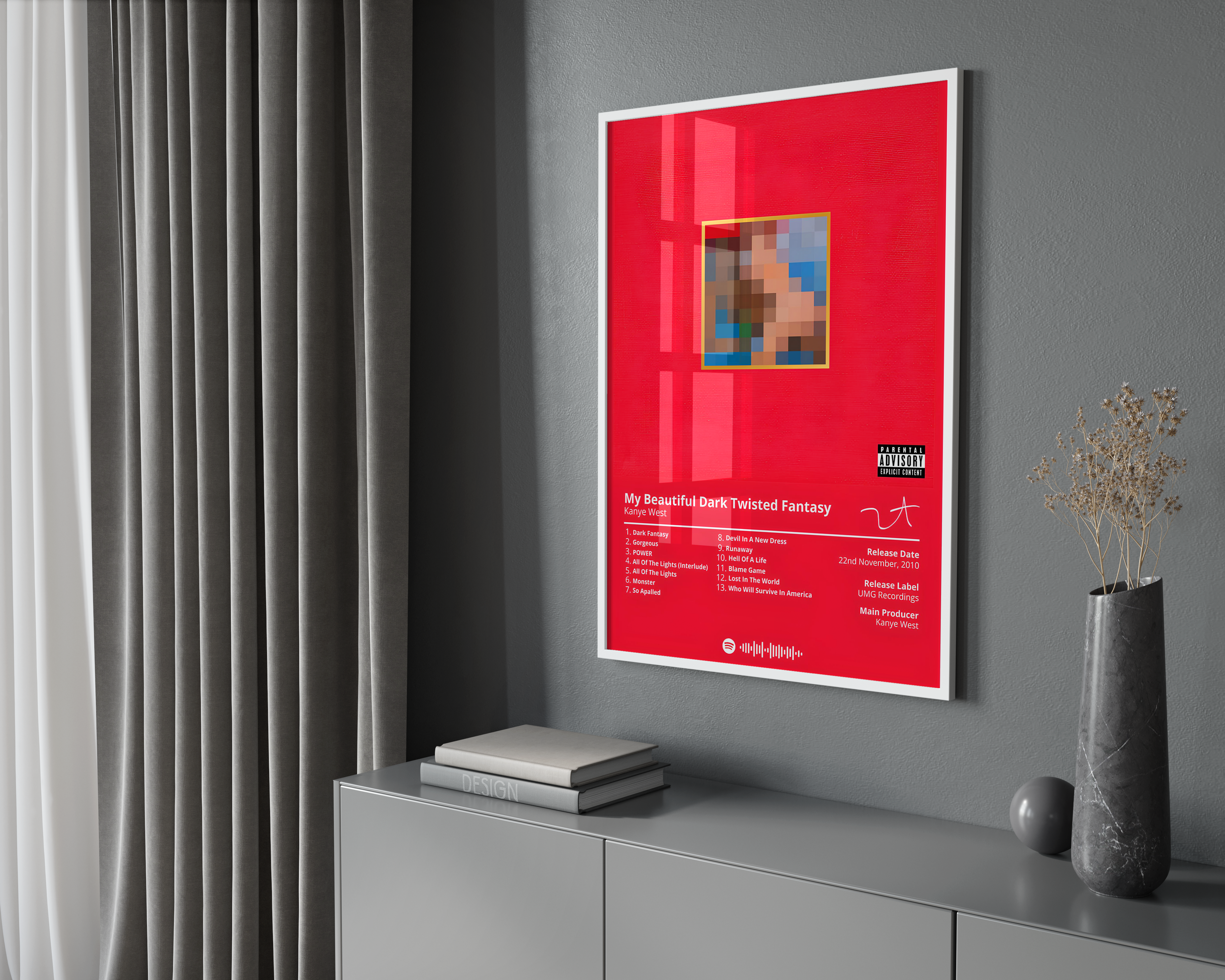 Kanye West 'My Beautiful Dark Twisted Fantasy' Album Poster | Hype Posters