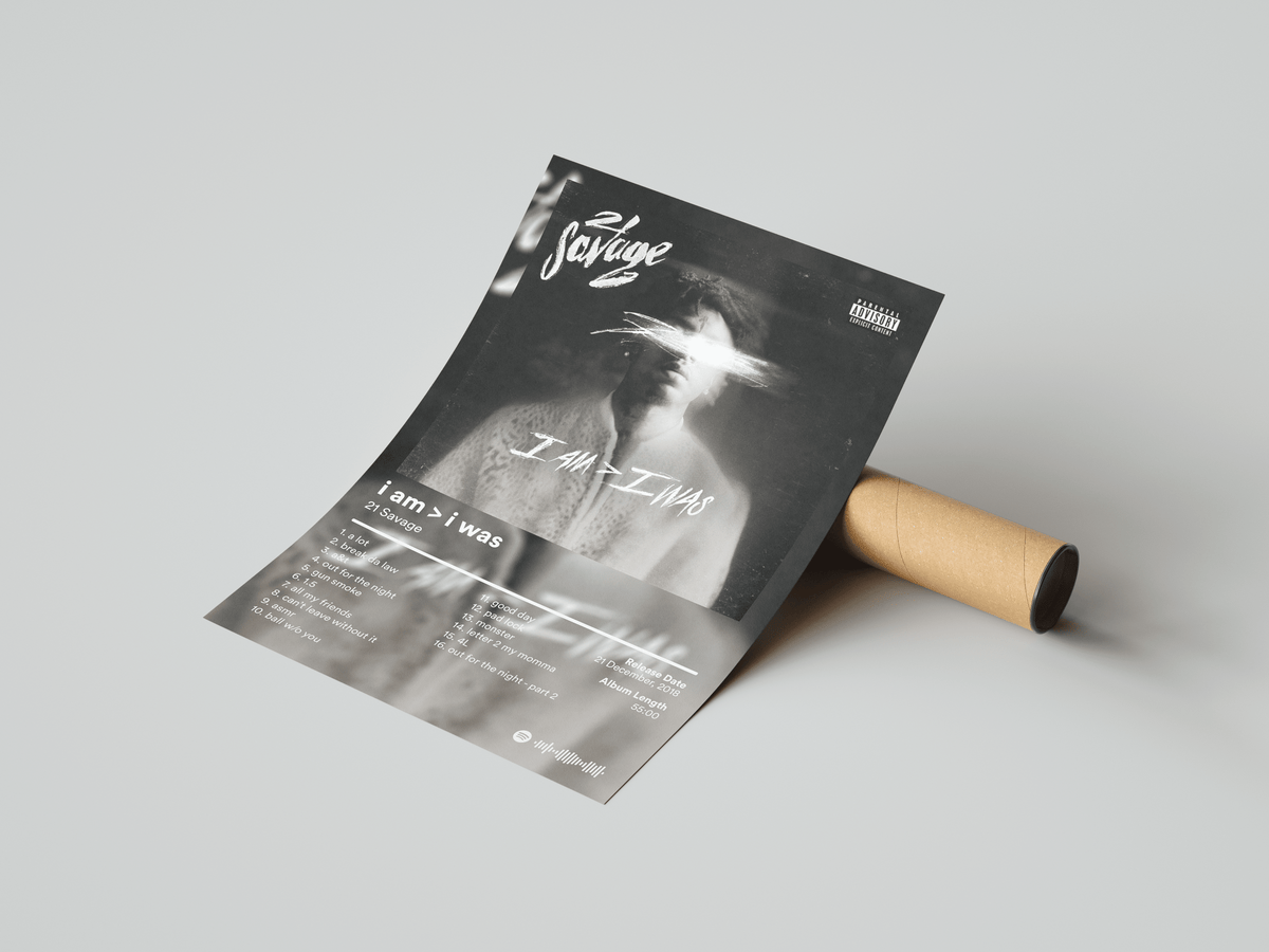 21 Savage 'i am > i was' Album Poster - Posters, Prints & Wall Art | HYPE Posters