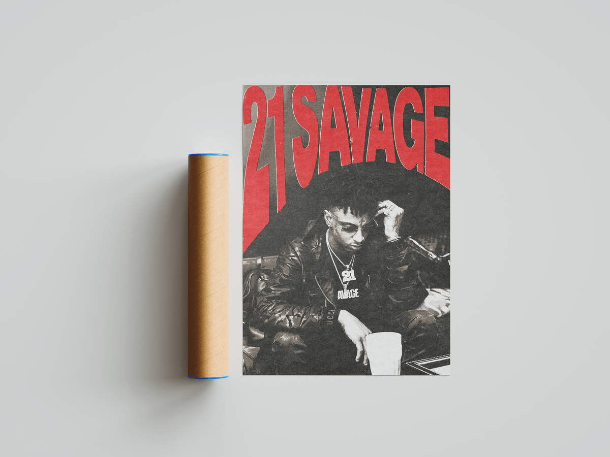 21 Savage Red Writing Poster - Posters, Prints & Wall Art | HYPE Posters