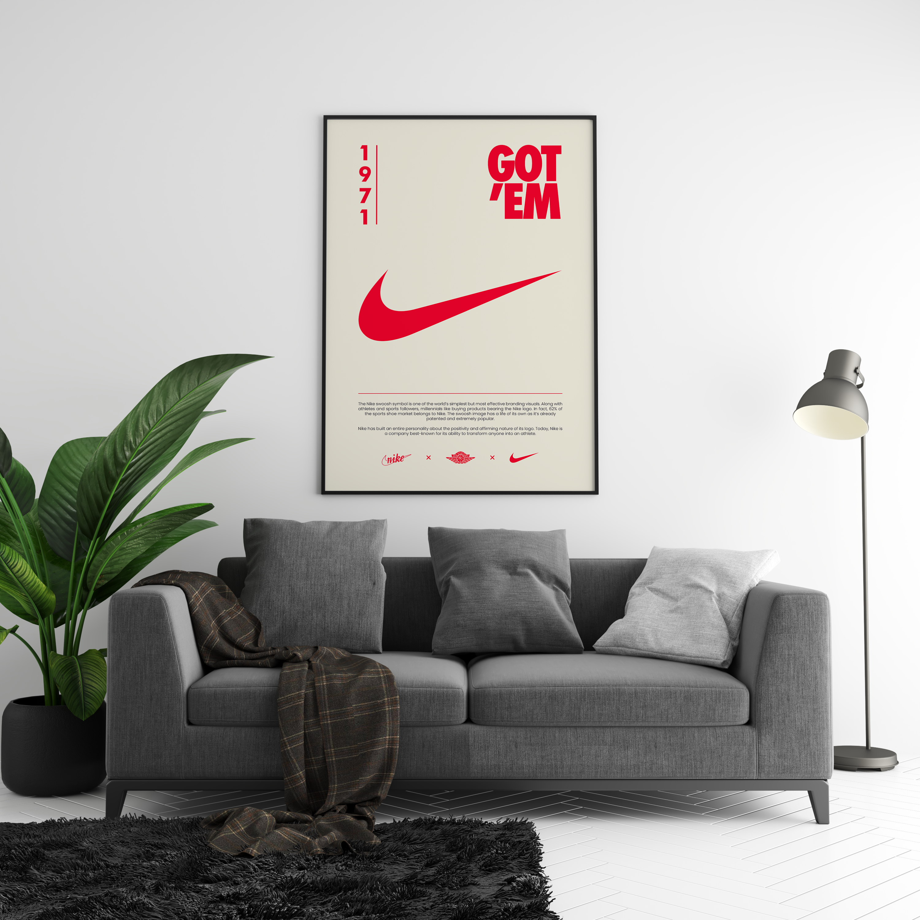 Nike Origins Red Beige Poster | Hype Posters