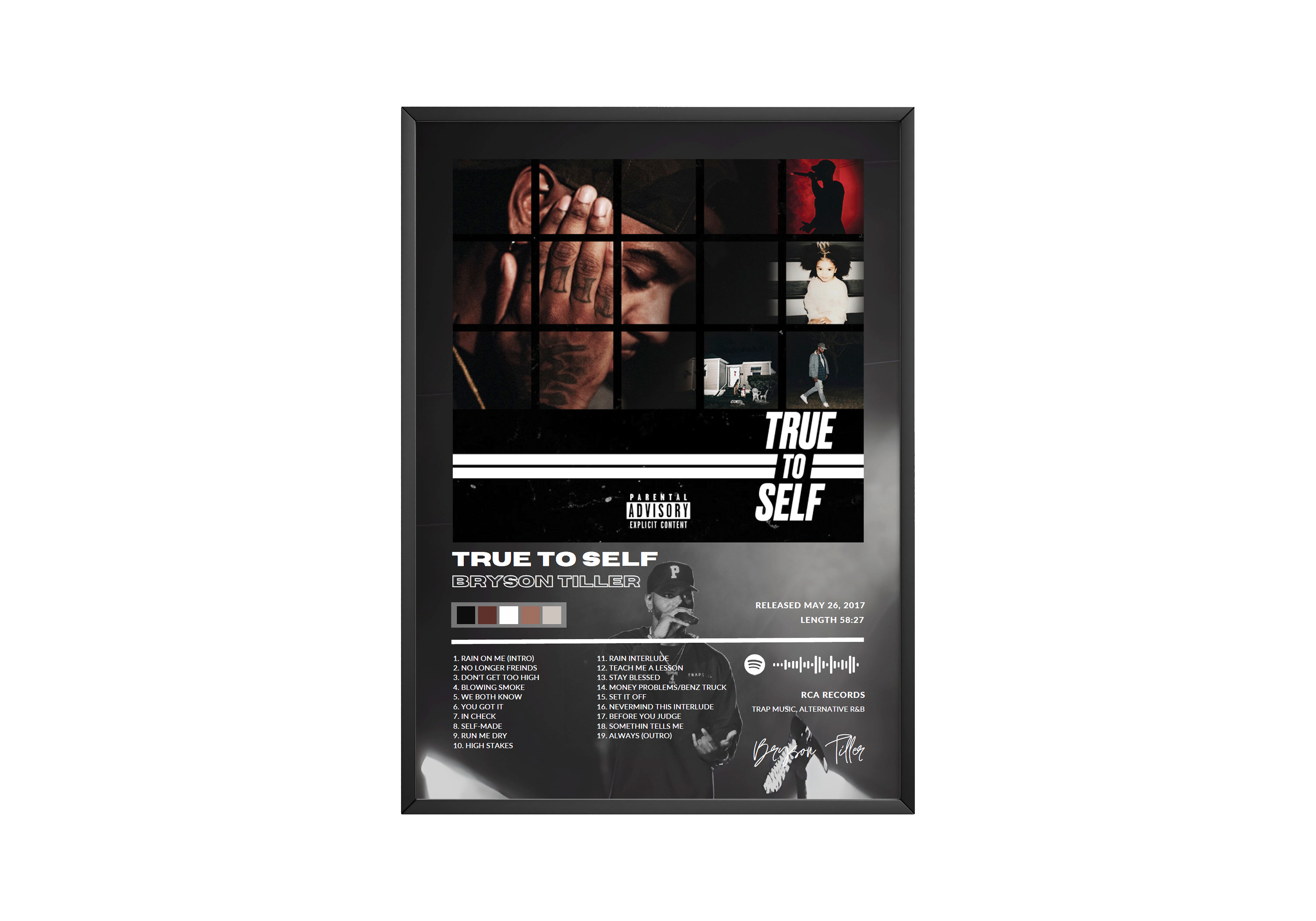 Bryson Tiller 'True To Self' Album Poster | Hype Posters