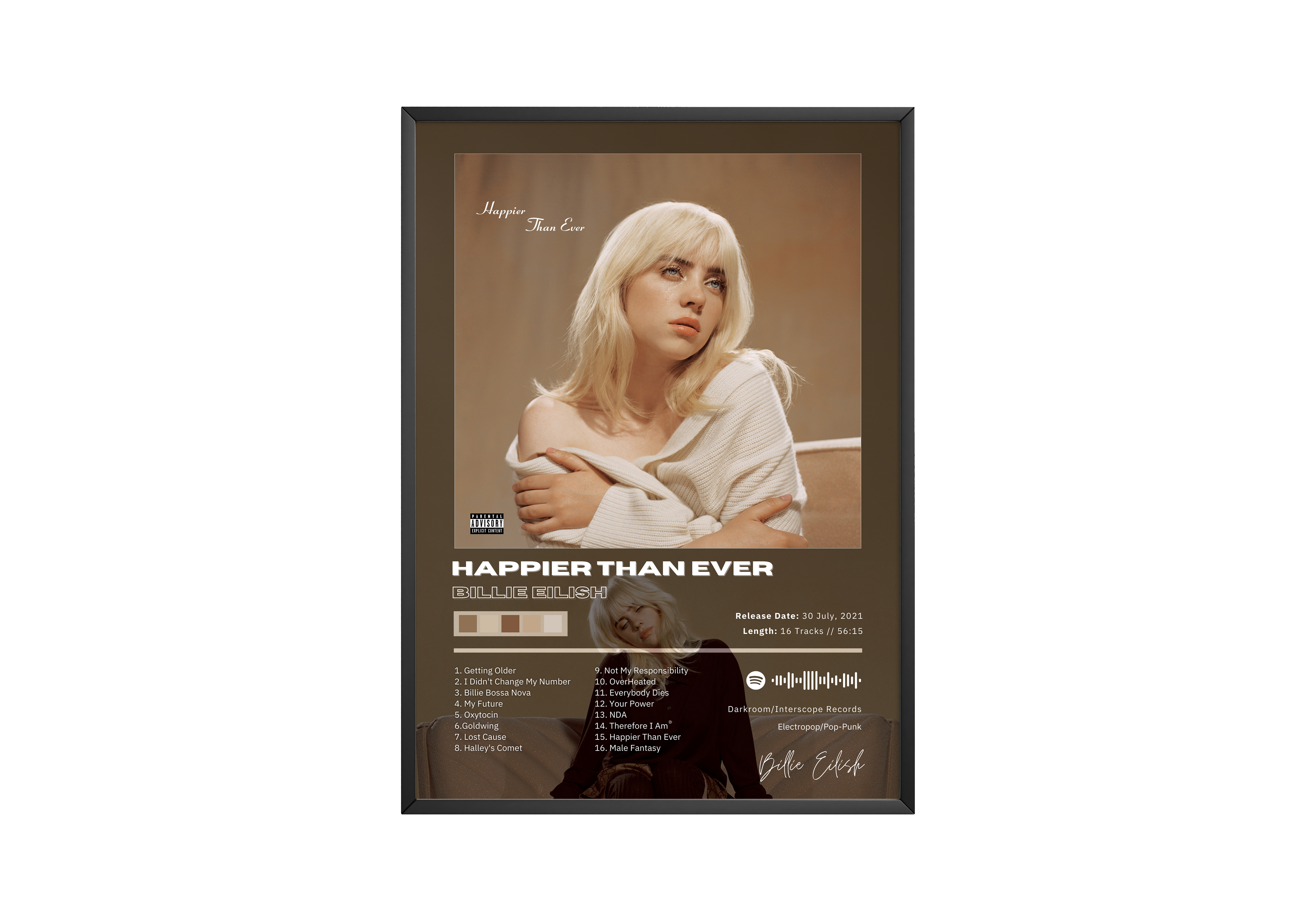 Billie Eilish 'Happier Than Ever' Album Poster | Hype Posters