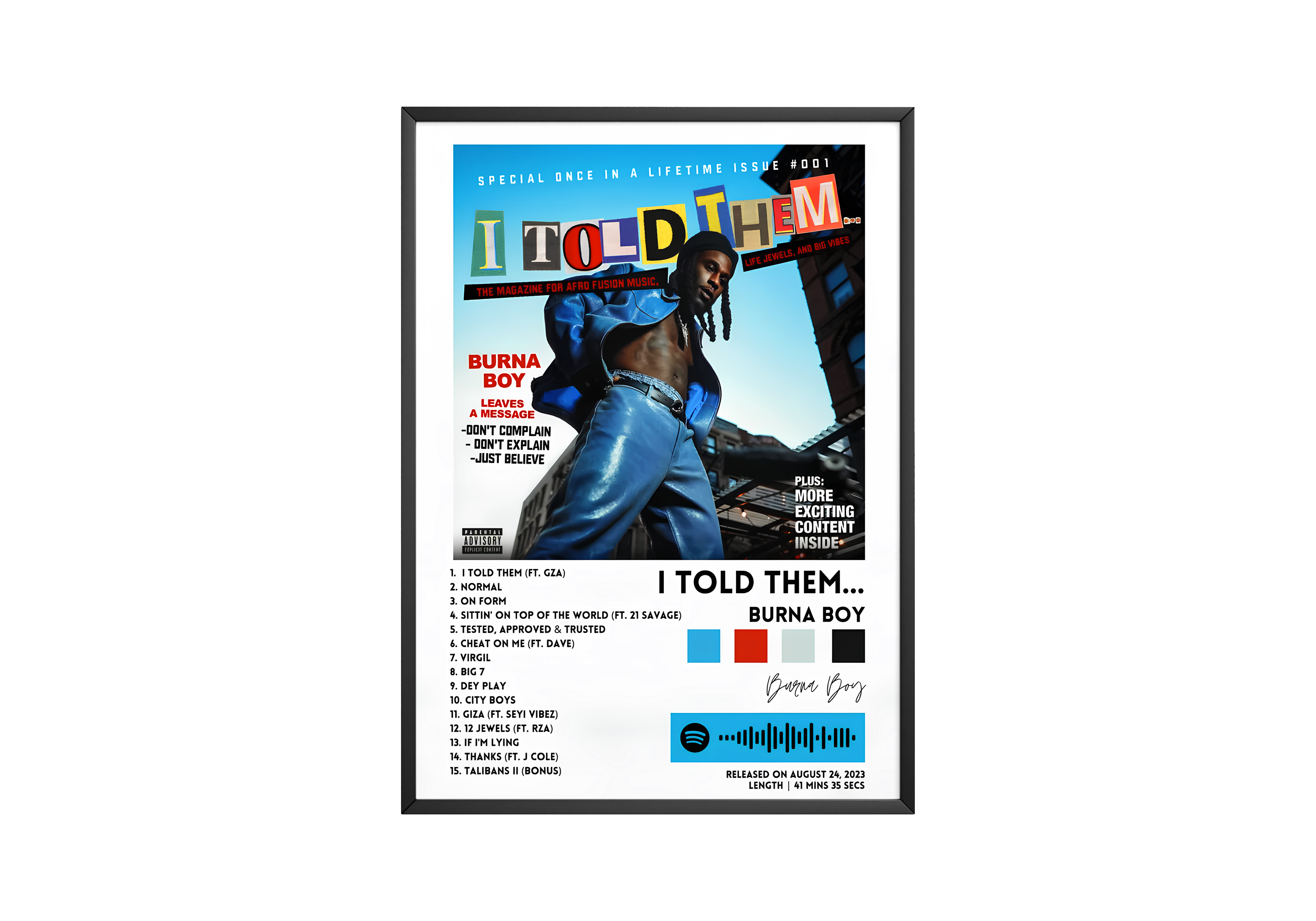 Burna Boy 'I Told Them' Album Poster | Hype Posters