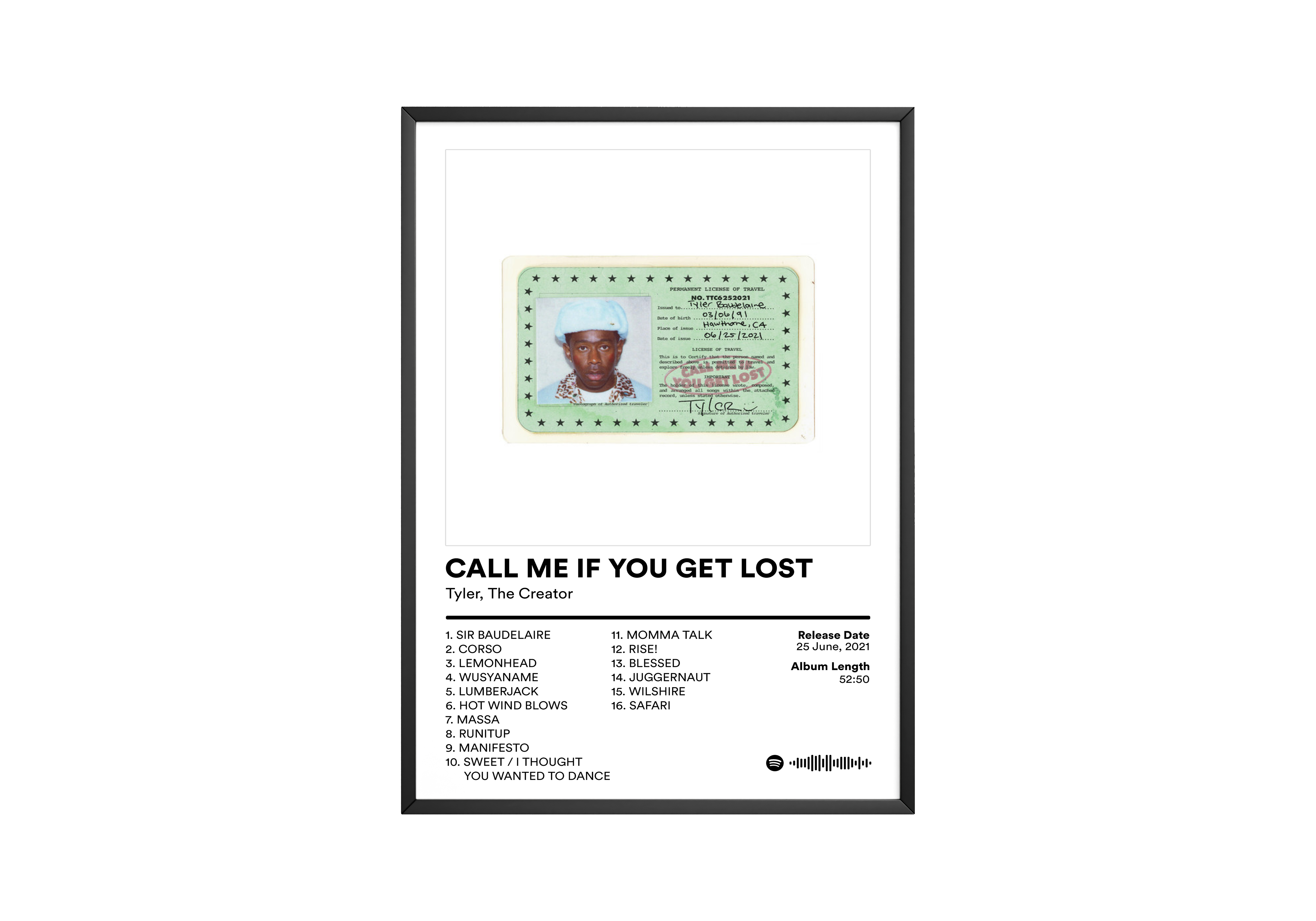 Tyler The Creator 'CALL ME IF YOU GET LOST' Album Poster | Hype Posters