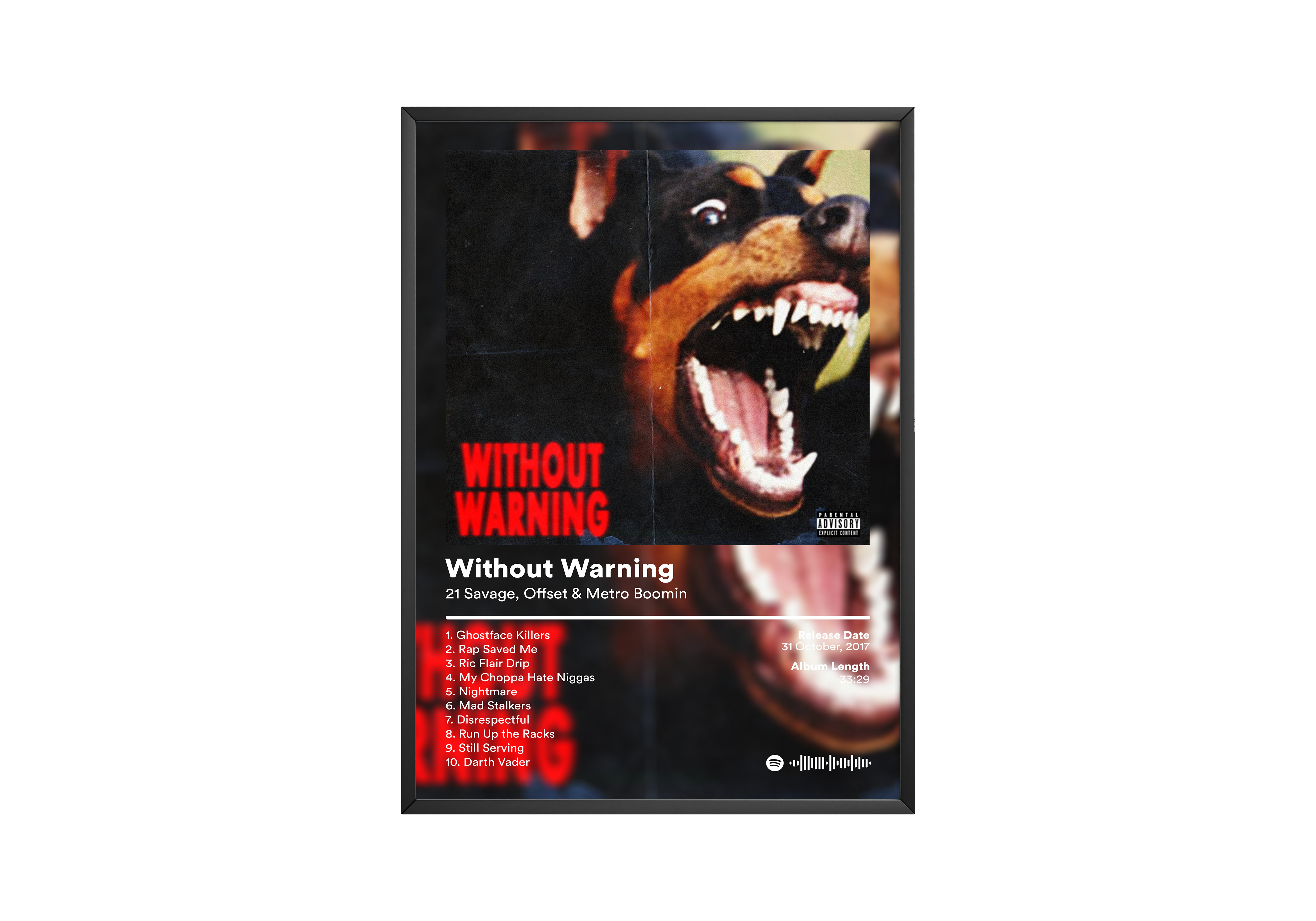 21 Savage 'Without Warning' Album Poster | Hype Posters