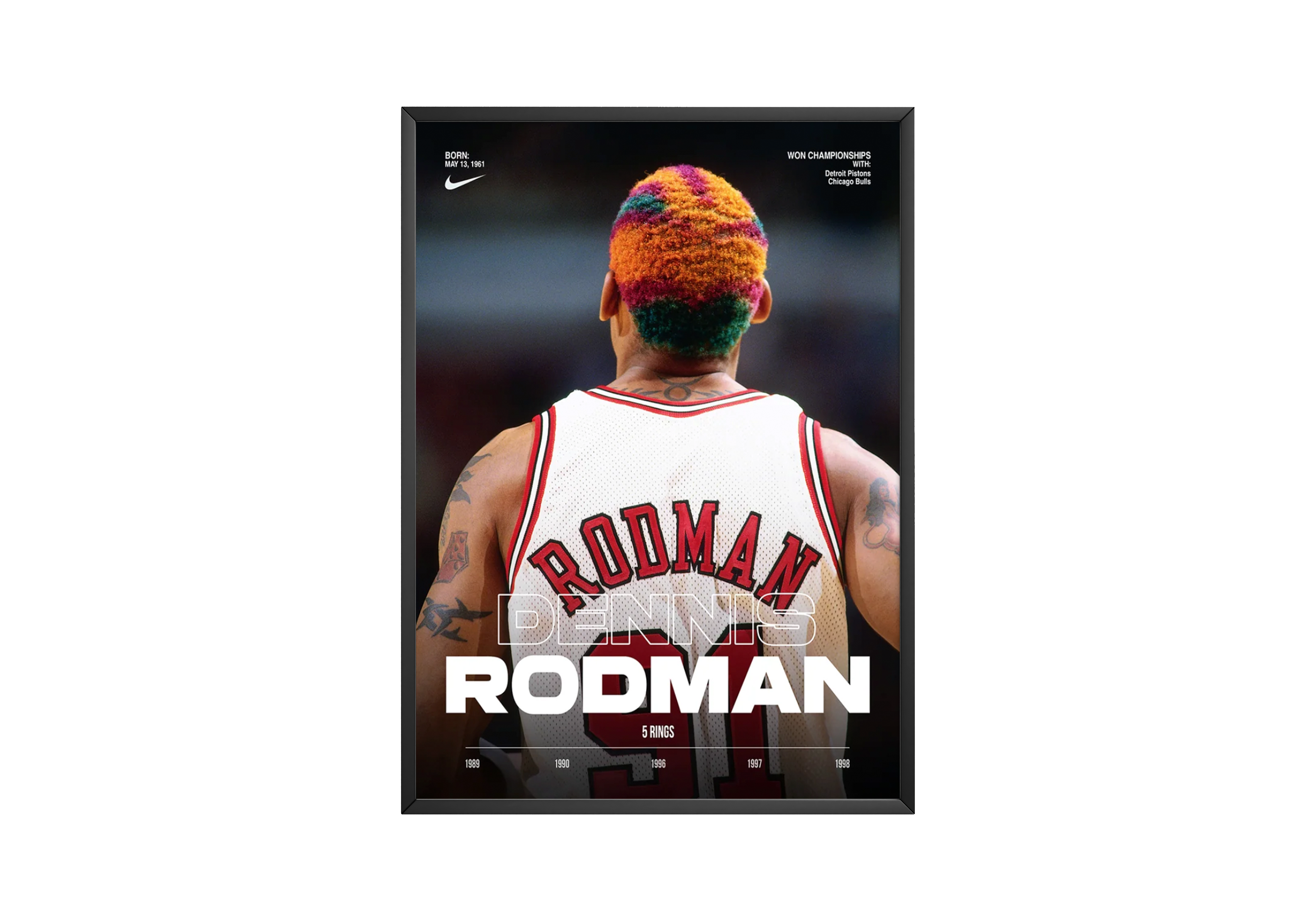 Dennis Rodman 5 Rings Poster | Hype Posters