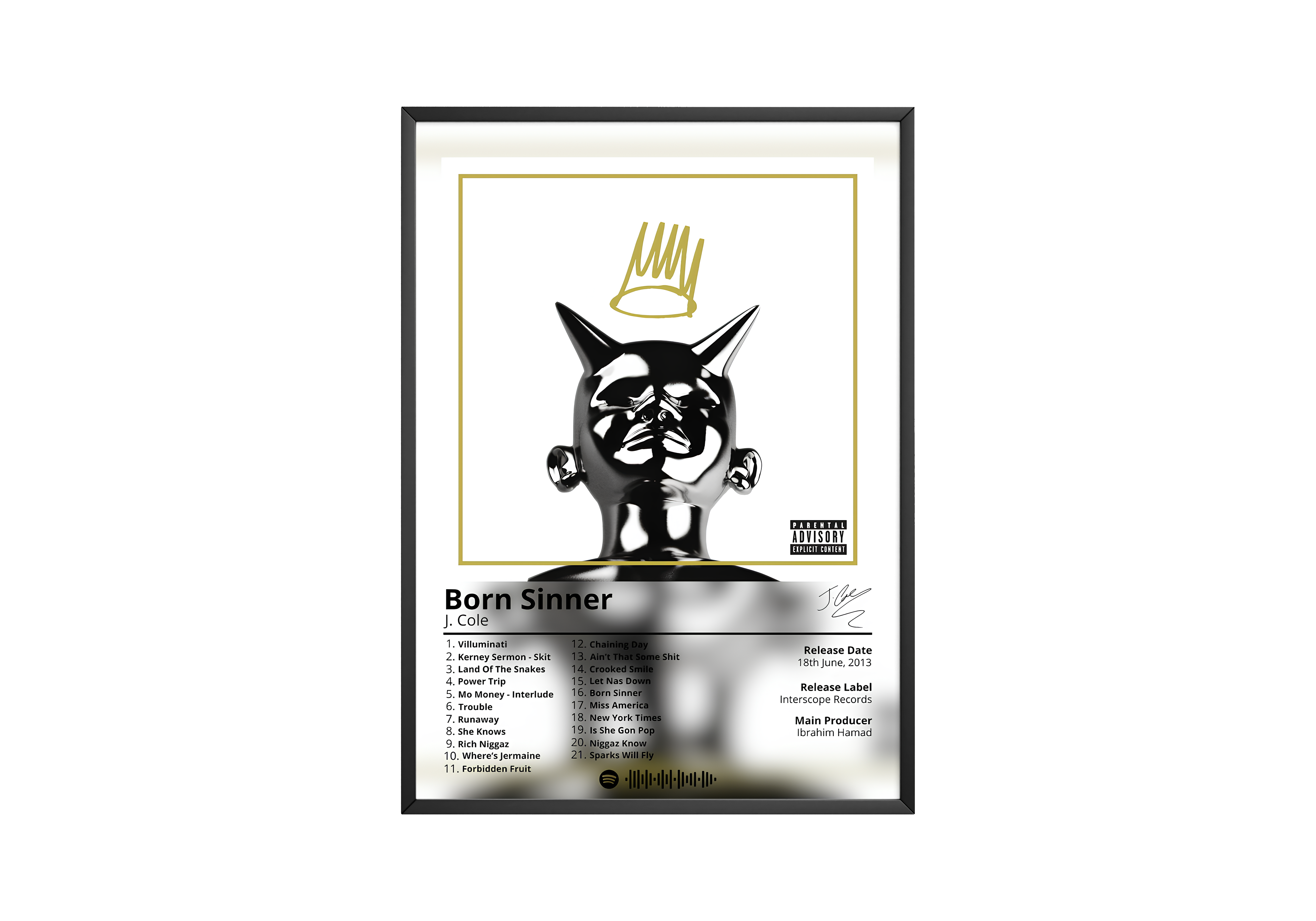 J Cole 'Born Sinner' Album Poster | Hype Posters
