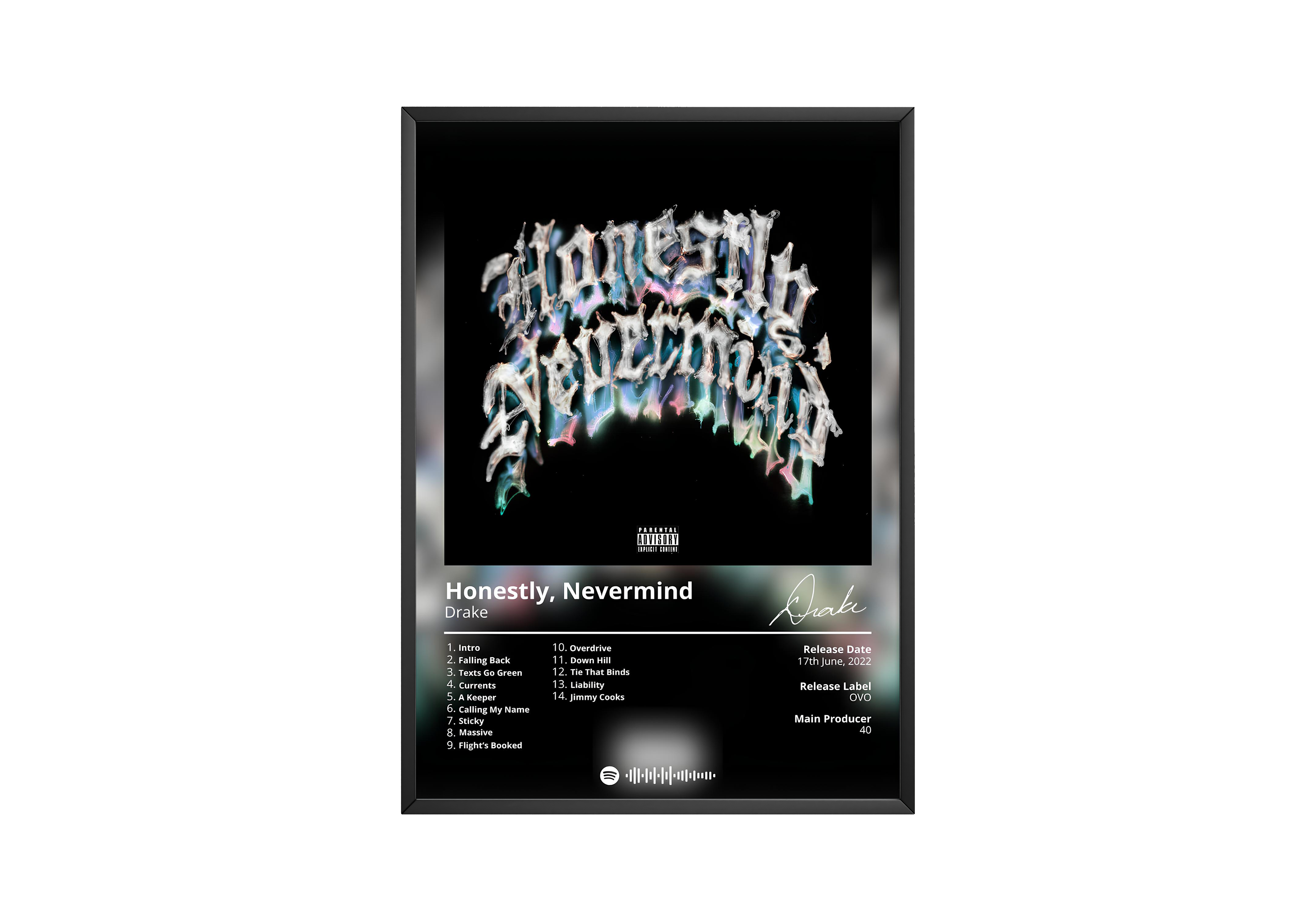 Drake 'Honestly, Nevermind' Album Poster | Hype Posters