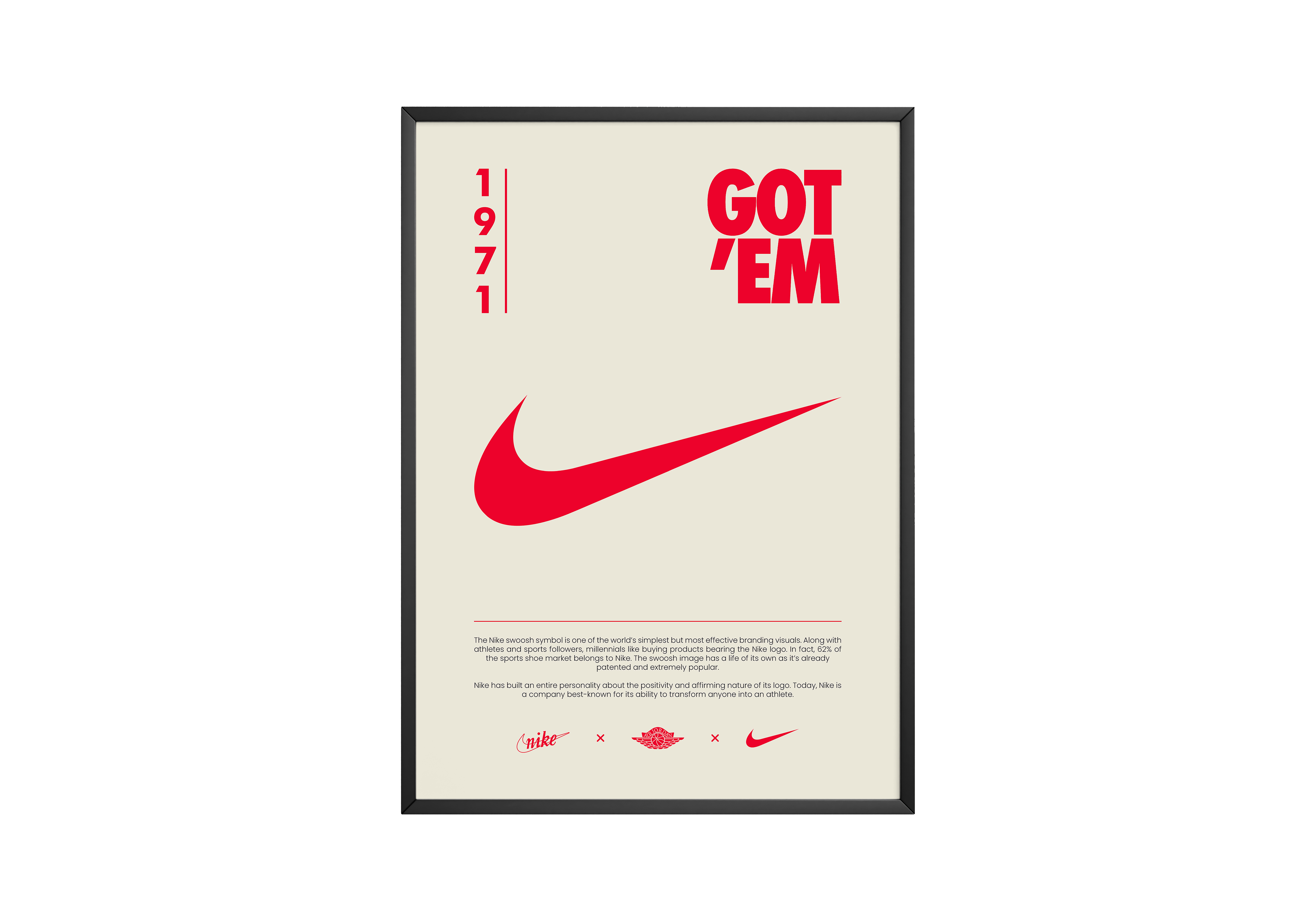 Nike Origins Red Beige Poster | Hype Posters