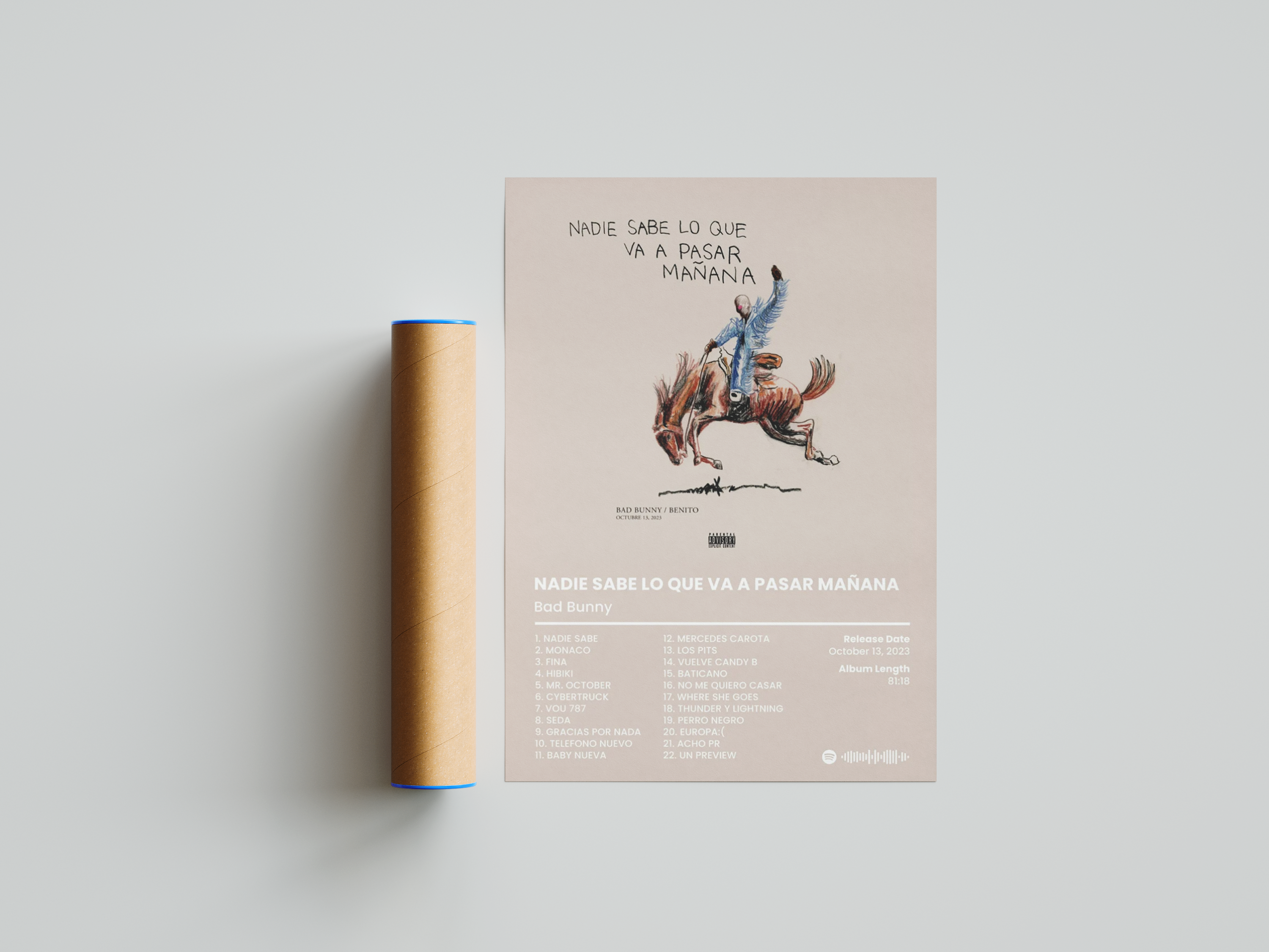 Bad Bunny 'Nadie Sabe Lo Que Va A Pasar Manana' Album Poster | Hype Posters
