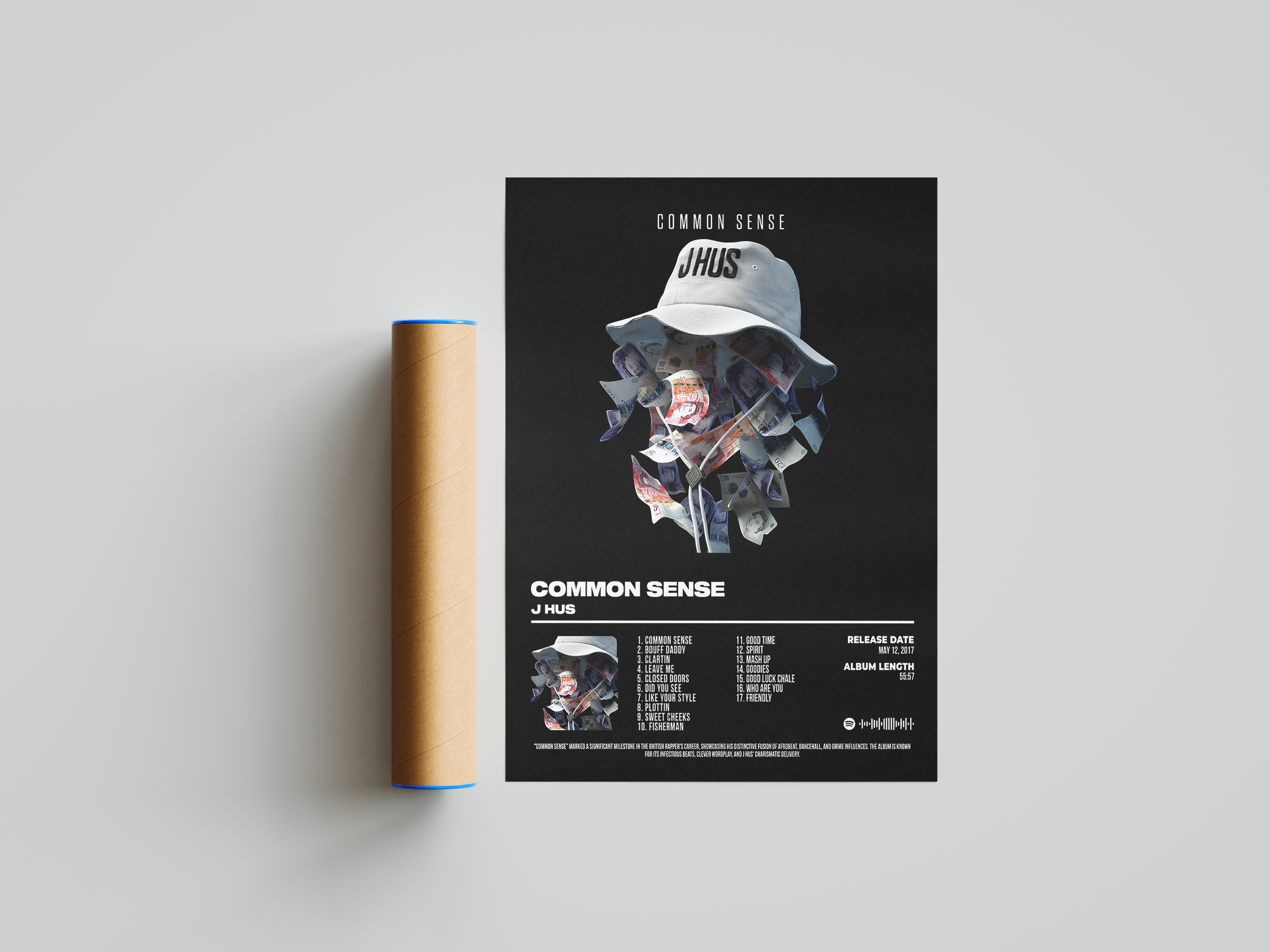 J Hus - "Common Sense" Album Poster | Hype Posters