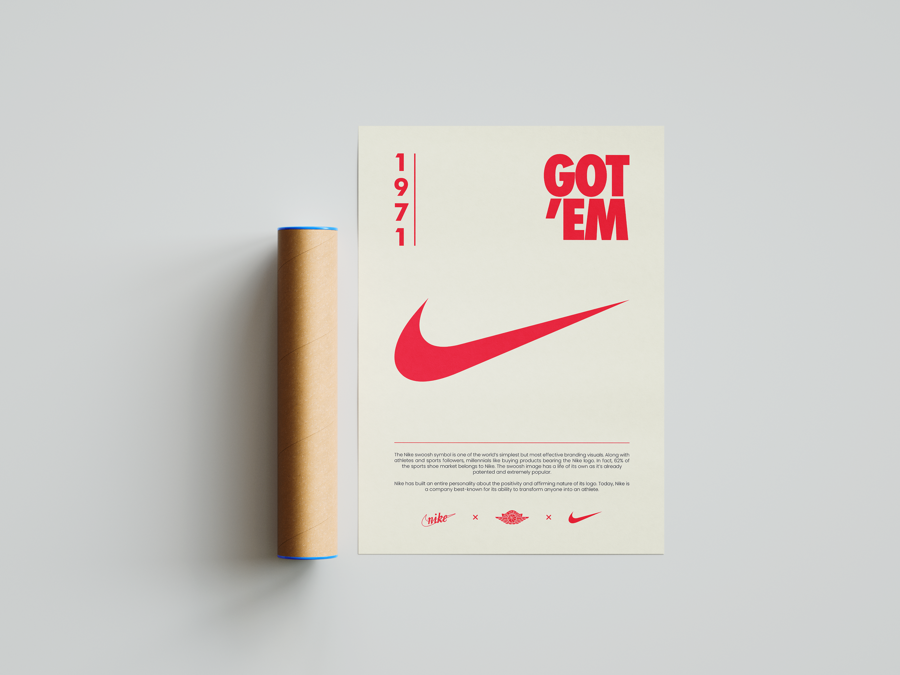 Nike Origins Red Beige Poster | Hype Posters
