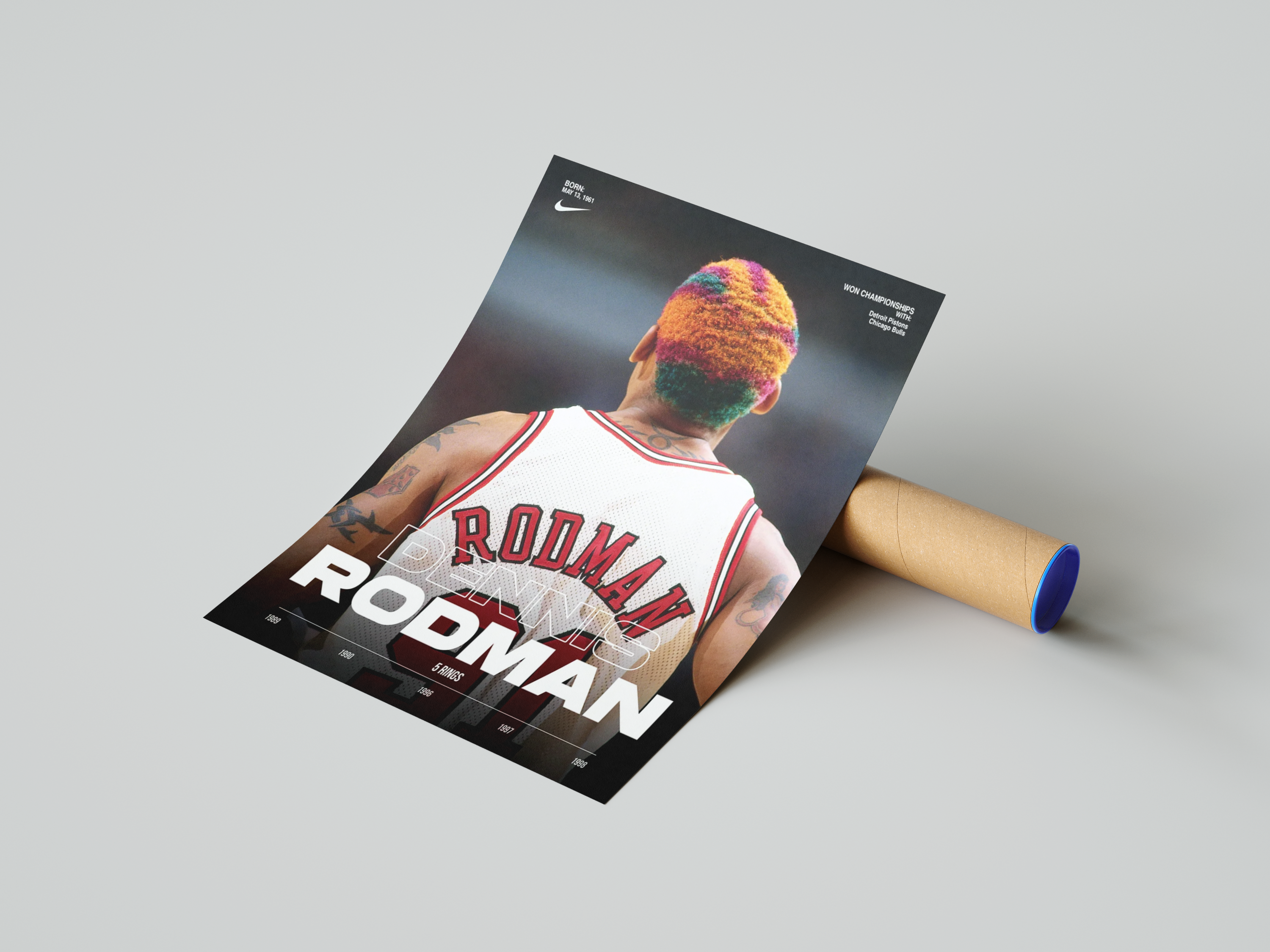 Dennis Rodman 5 Rings Poster | Hype Posters