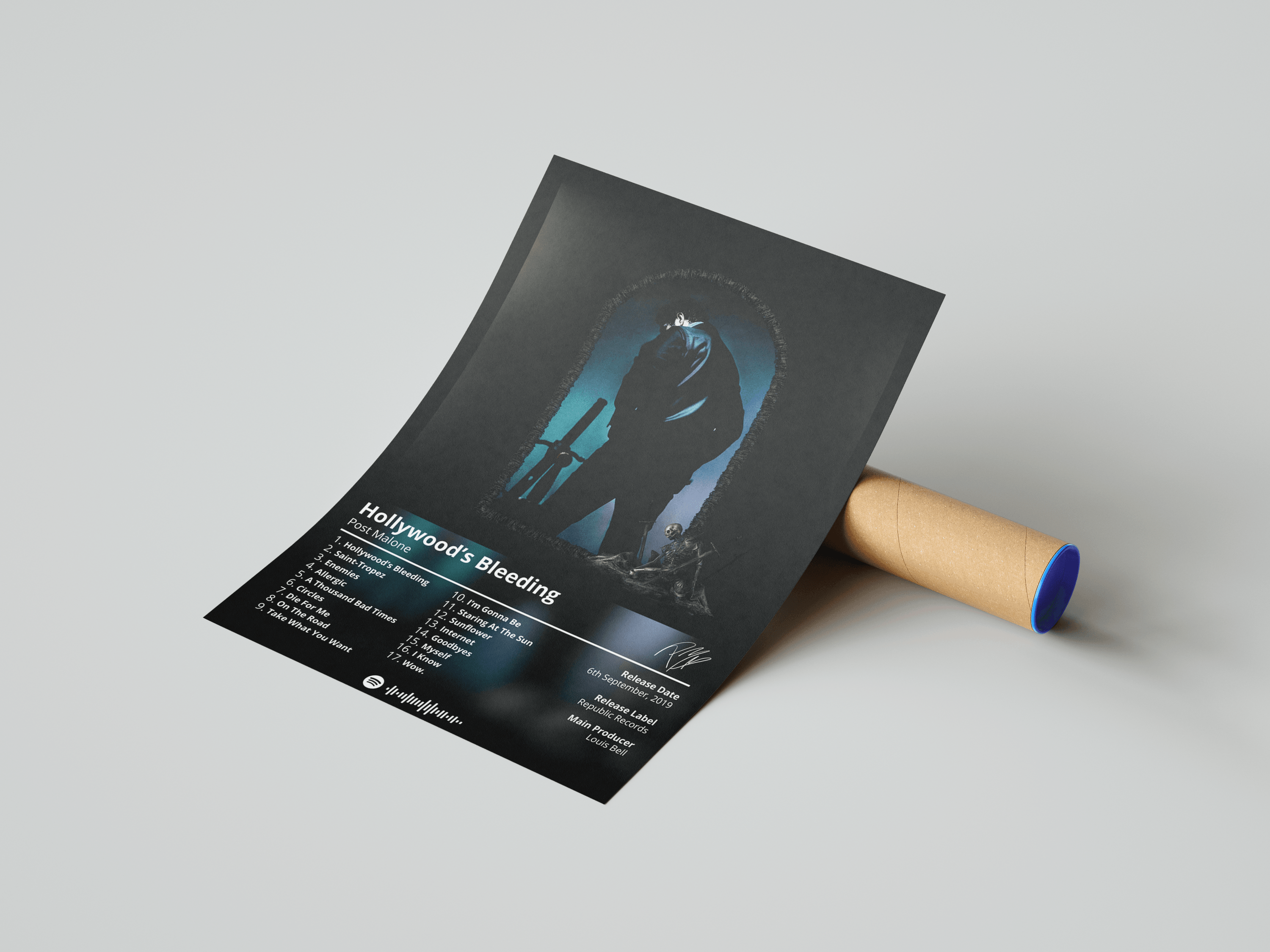 Post Malone 'Hollywood's Bleeding' Album Poster | Hype Posters