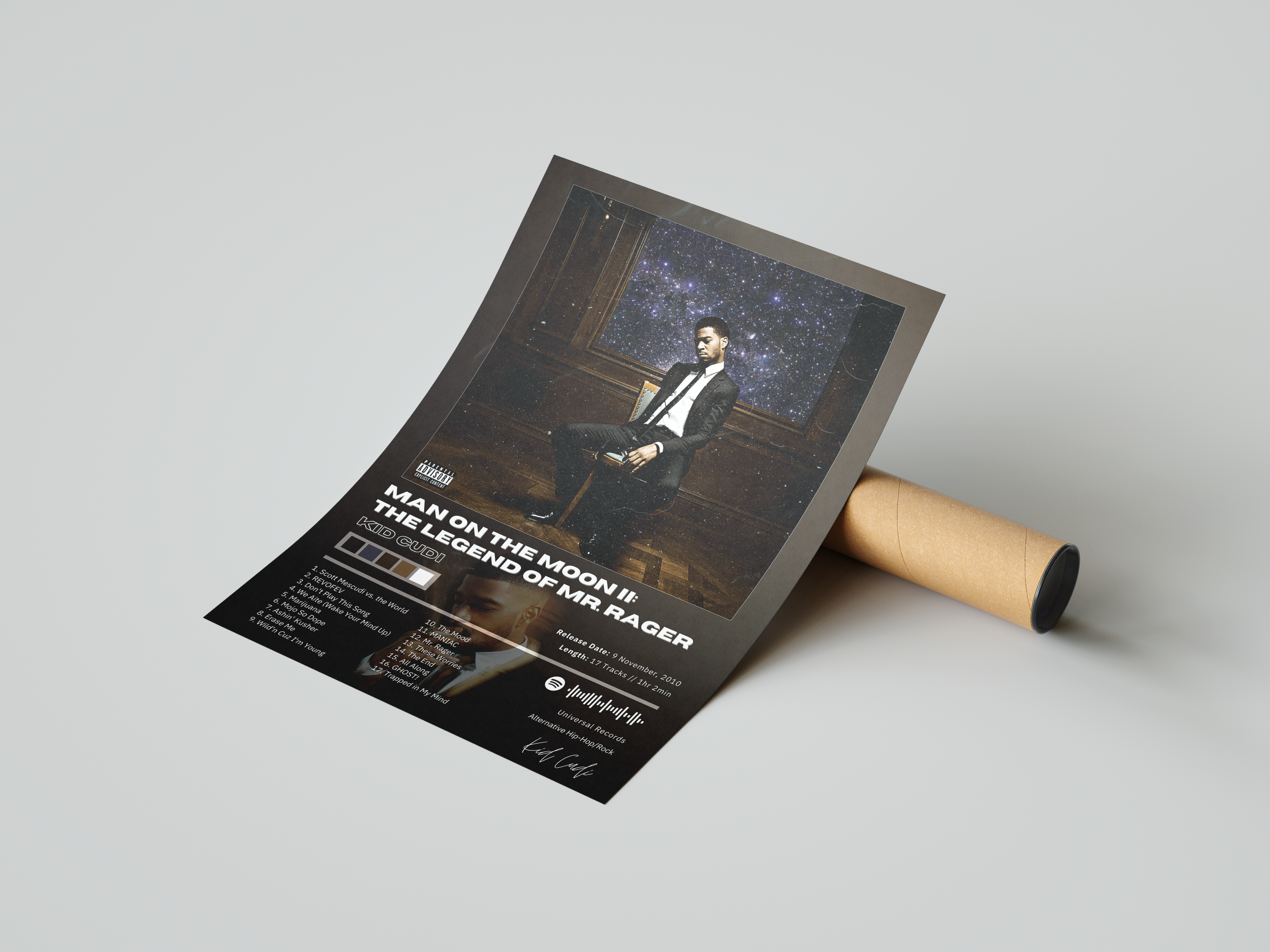 Kid Cudi 'Man On The Moon II: The Legend of Mr. Rager' Album Poster | Hype Posters