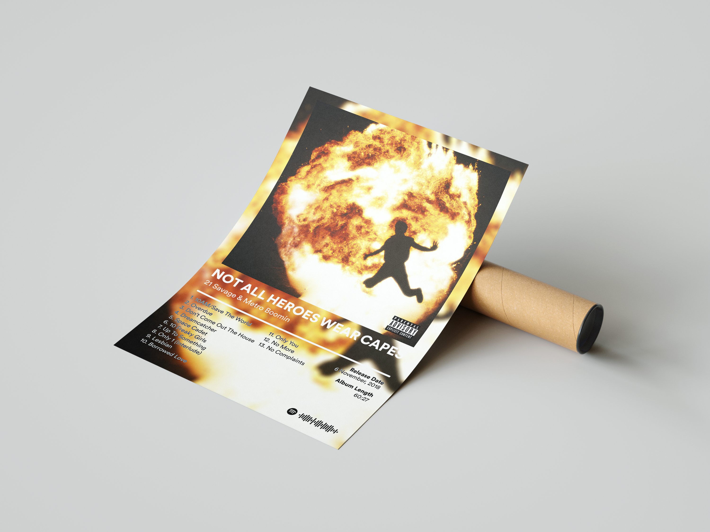 21 Savage 'NOT ALL HEROES WEAR CAPES' Album Poster | Hype Posters