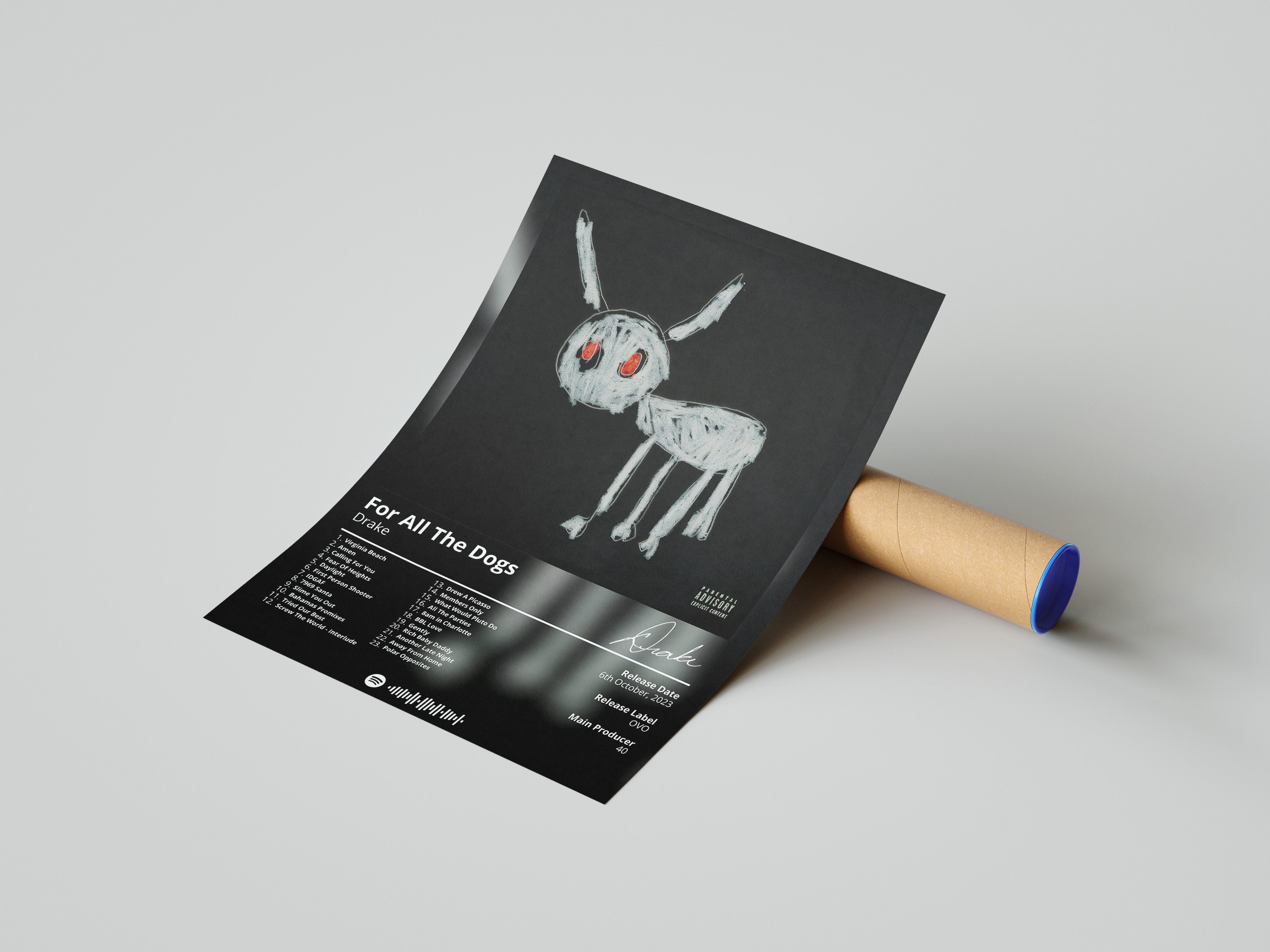 Drake - "For All The Dogs" Album Poster | Hype Posters