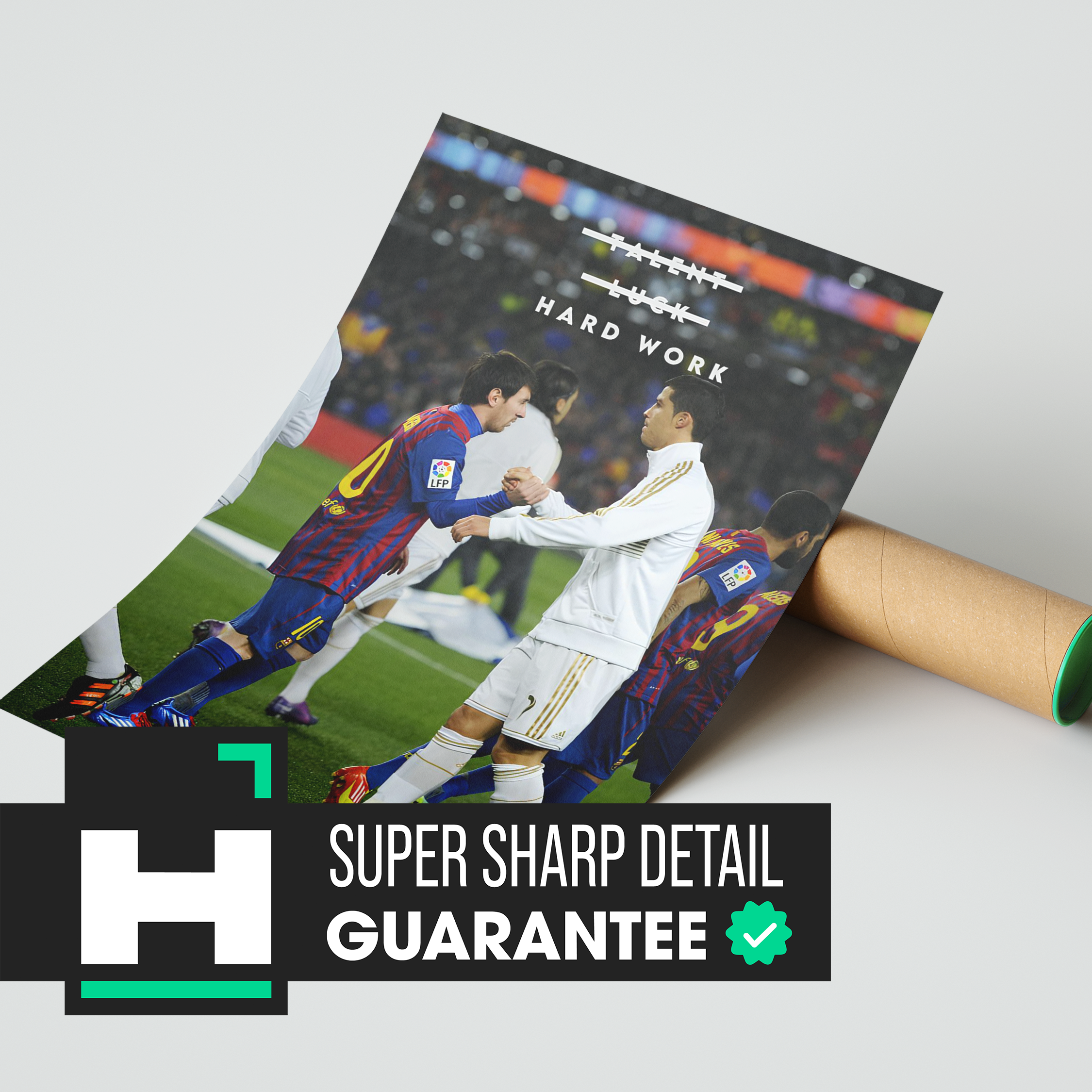 Messi & Ronaldo 'Hard Work' Poster | Hype Posters
