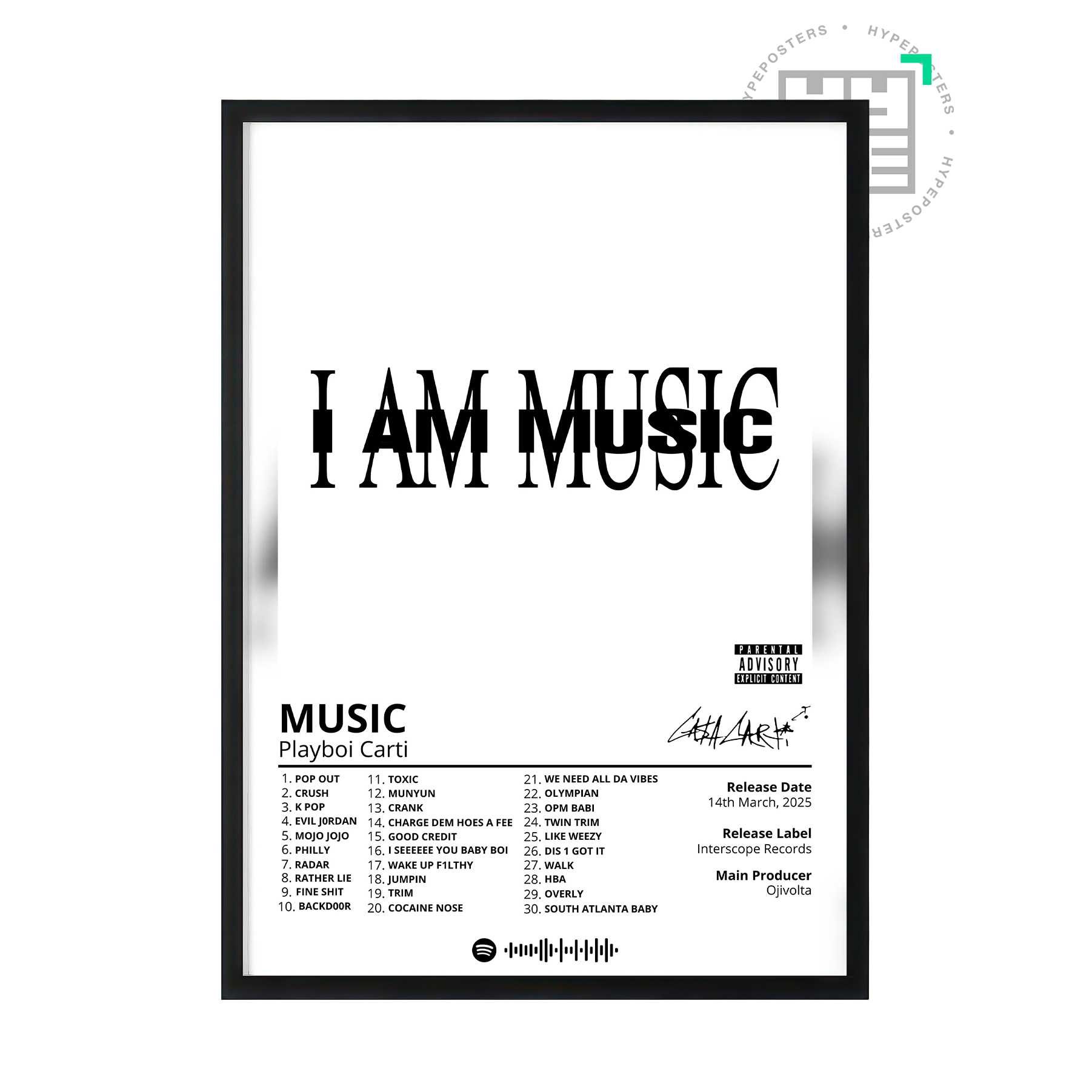 Playboi Carti 'MUSIC' Album Poster