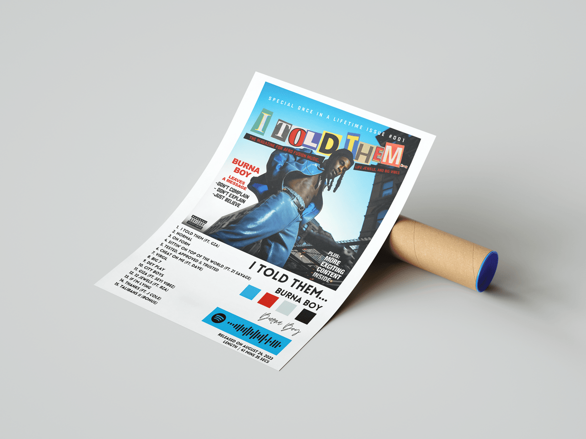 Burna Boy 'I Told Them' Album Poster - Posters, Prints & Wall Art | HYPE Posters