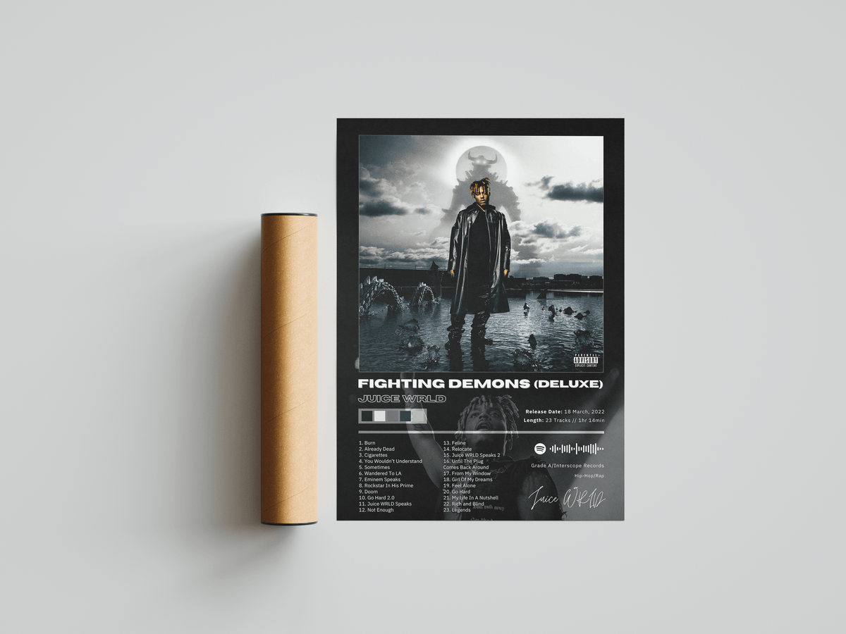 Juice WRLD 'Fighting Demons (Deluxe)' Album Poster - Posters, Prints & Wall Art | HYPE Posters