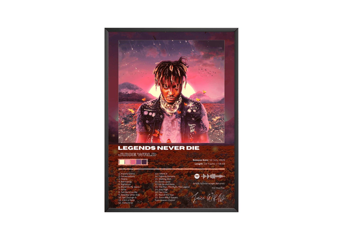 Juice WRLD 'Legends Never Die' Album Poster - Posters, Prints & Wall Art | HYPE Posters
