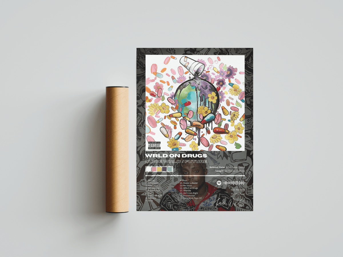 Juice WRLD 'WRLD On Drugs' Album Poster - Posters, Prints & Wall Art | HYPE Posters