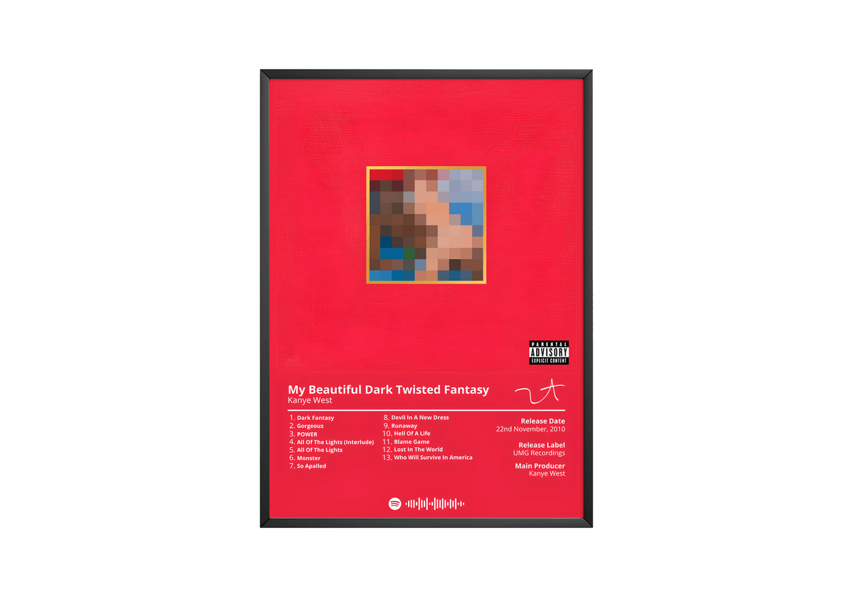 Kanye West 'My Beautiful Dark Twisted Fantasy' Album Poster - Posters, Prints & Wall Art | HYPE Posters
