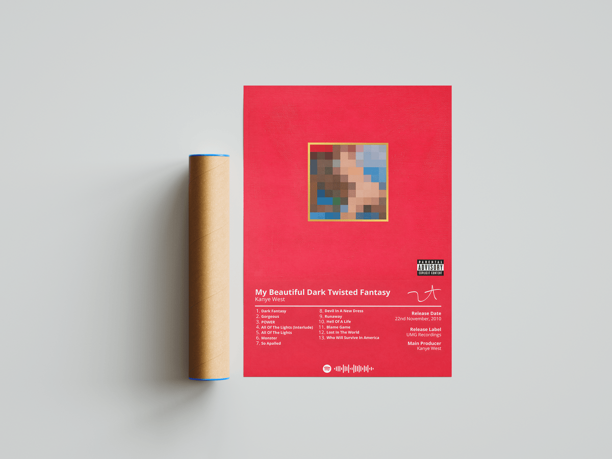 Kanye West 'My Beautiful Dark Twisted Fantasy' Album Poster - Posters, Prints & Wall Art | HYPE Posters