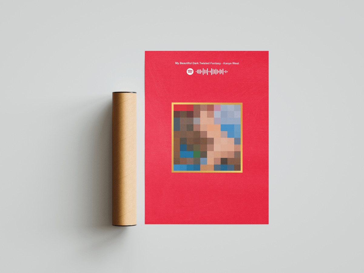 Kanye West 'My Beautiful Dark Twisted Fantasy' Spotify Poster - Posters, Prints & Wall Art | HYPE Posters