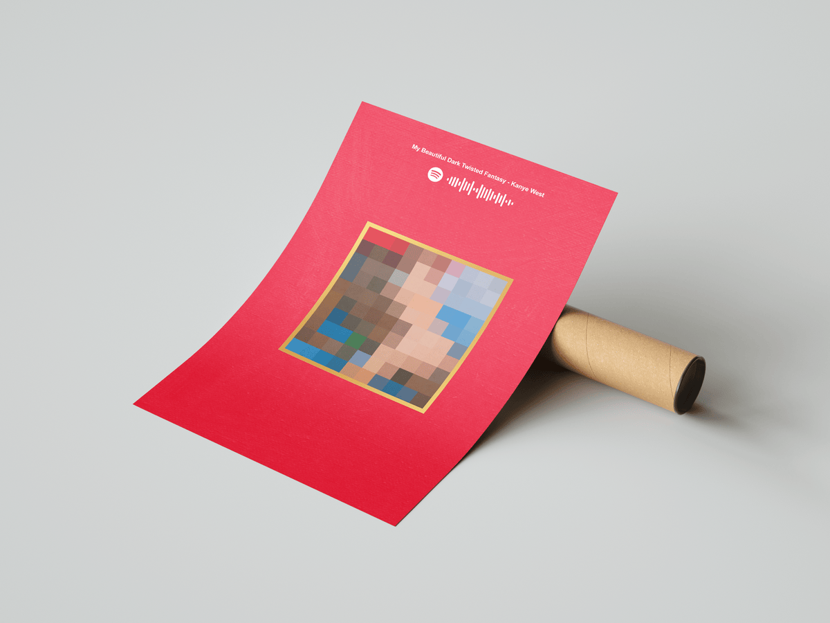 Kanye West 'My Beautiful Dark Twisted Fantasy' Spotify Poster - Posters, Prints & Wall Art | HYPE Posters