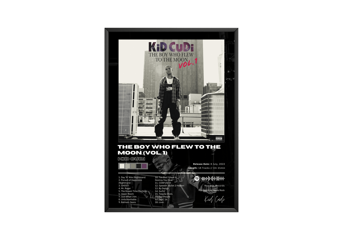 Kid Cudi 'The Boy Who Flew To The Moon (Vol. 1)' Album Poster - Posters, Prints & Wall Art | HYPE Posters