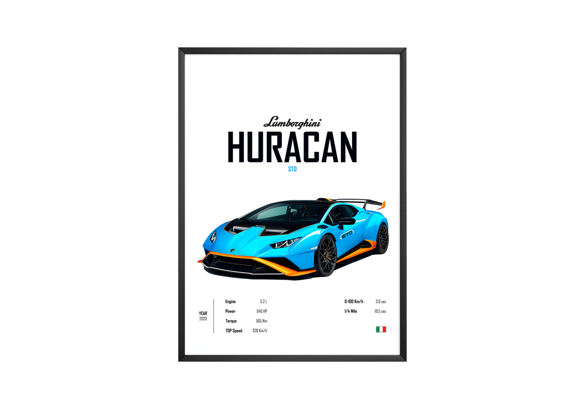 Lamborghini Huracan STO 'CORE' Car Poster - Posters, Prints & Wall Art | HYPE Posters