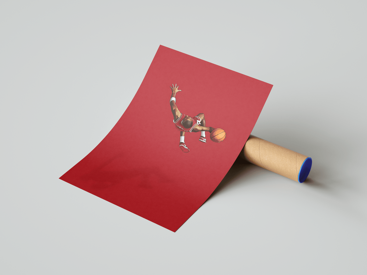 Michael Jordan Red Minimalist Poster - Posters, Prints & Wall Art | HYPE Posters