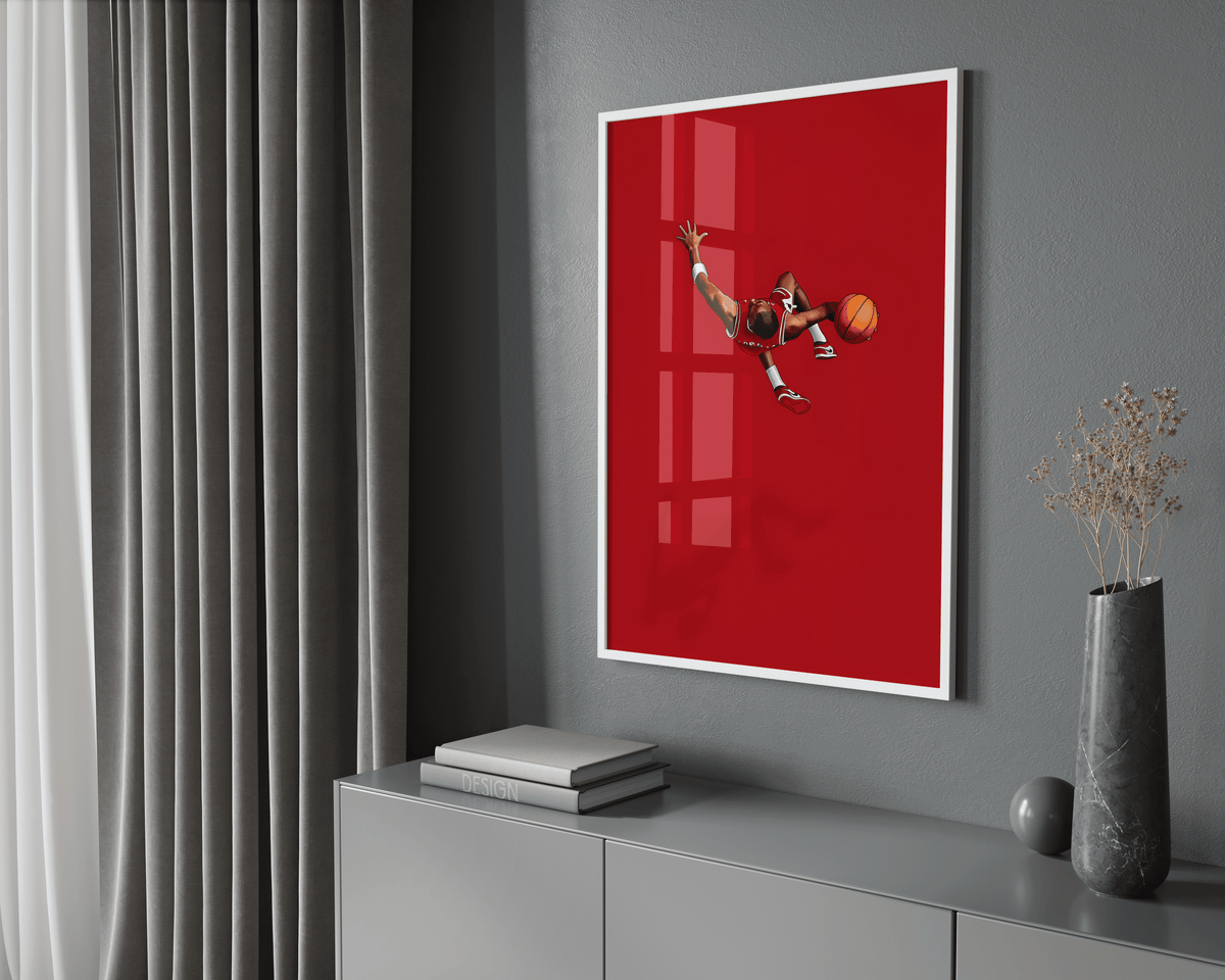 Michael Jordan Red Minimalist Poster - Posters, Prints & Wall Art | HYPE Posters