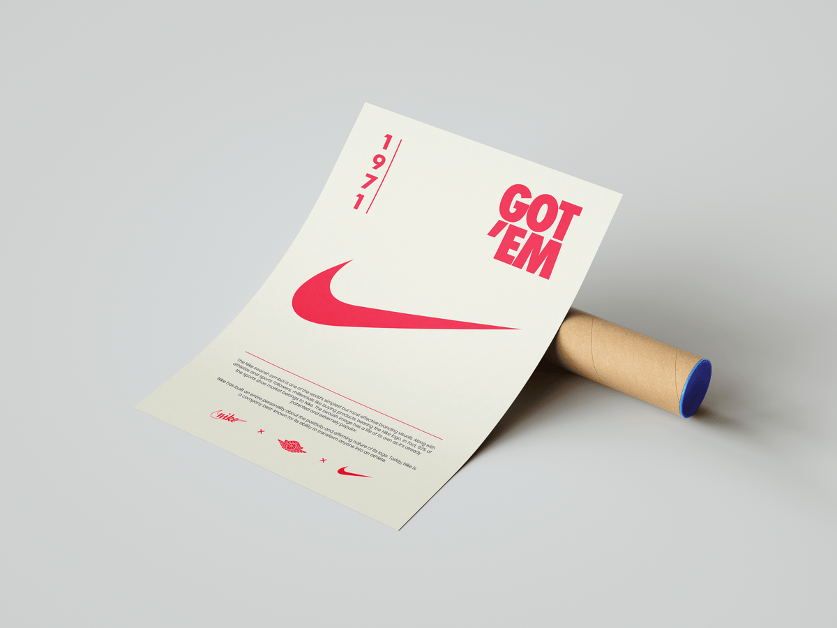 Nike Origins Red Beige Poster - Posters, Prints & Wall Art | HYPE Posters