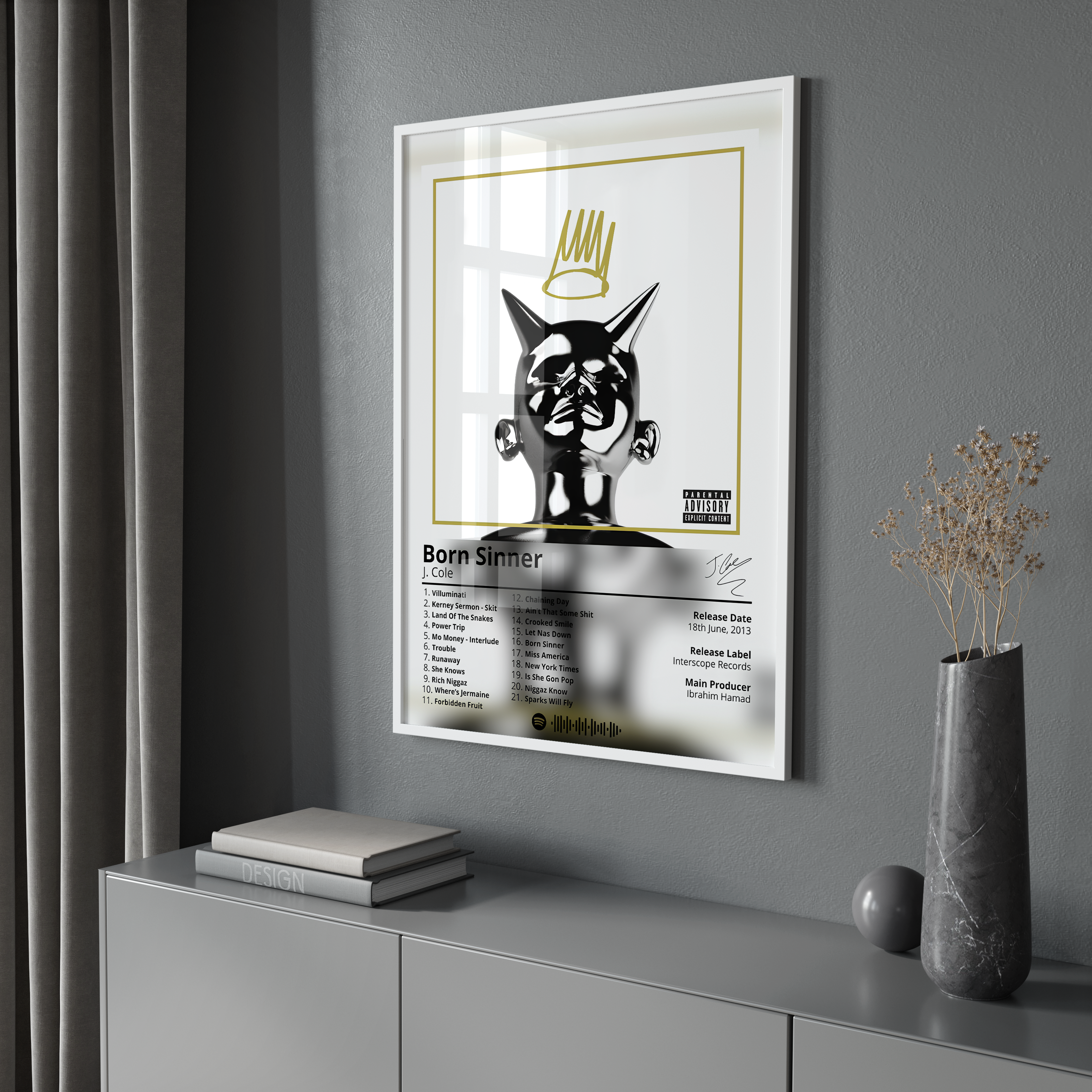 J Cole 'Born Sinner' Album Poster | Hype Posters