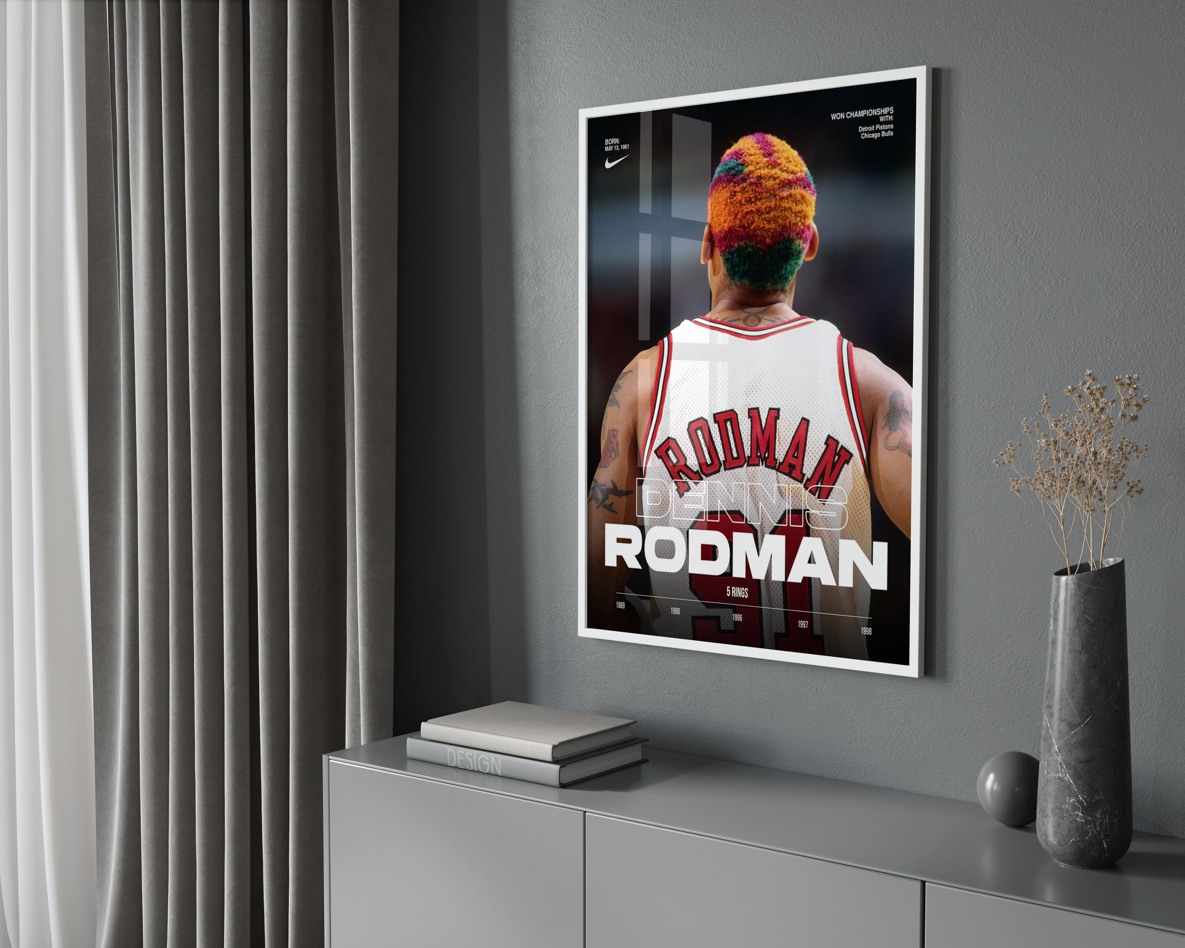 Dennis Rodman 5 Rings Poster | Hype Posters