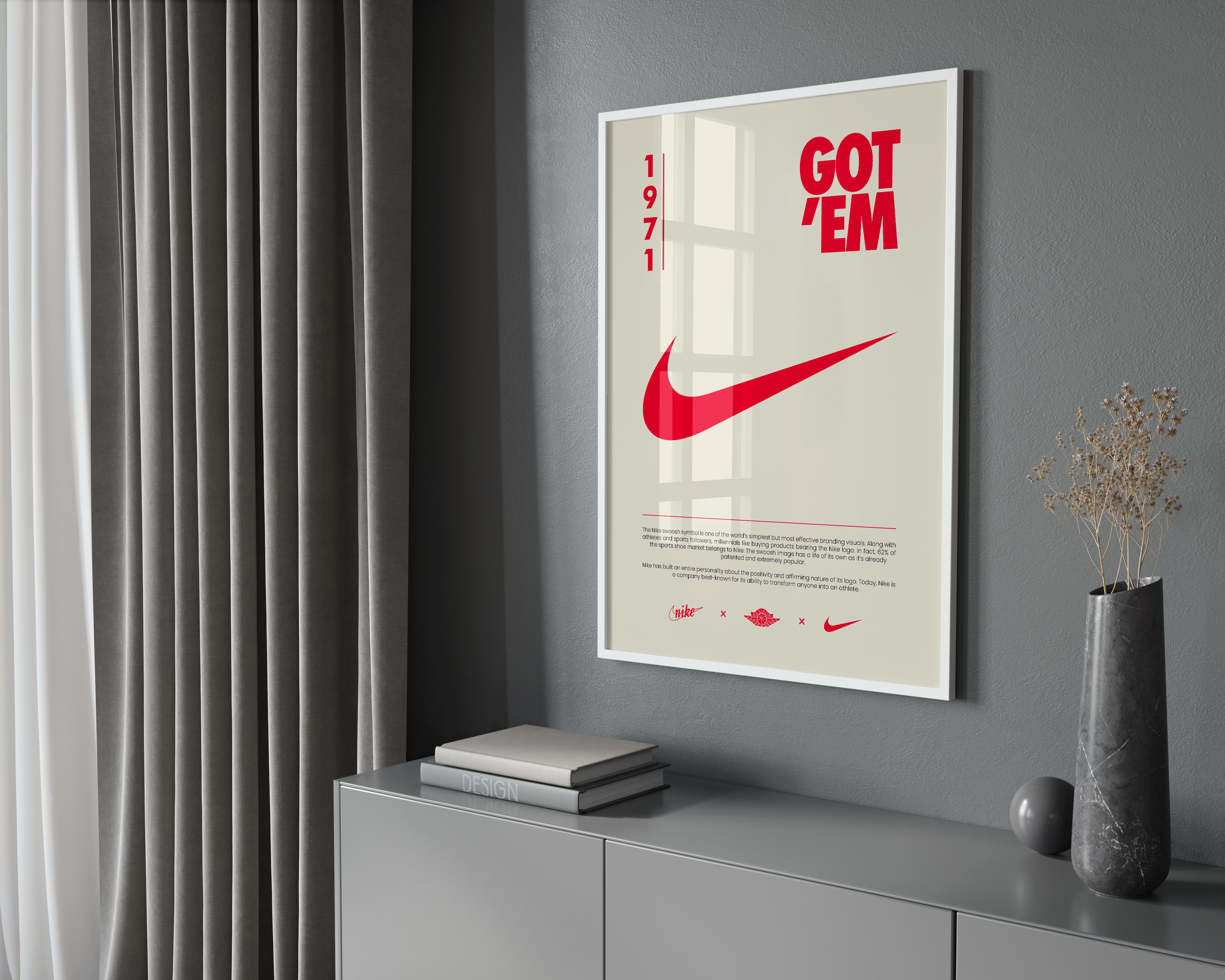 Nike Origins Red Beige Poster | Hype Posters