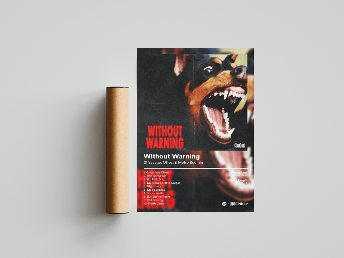 21 Savage 'Without Warning' Album Poster - Posters, Prints & Wall Art | HYPE Posters