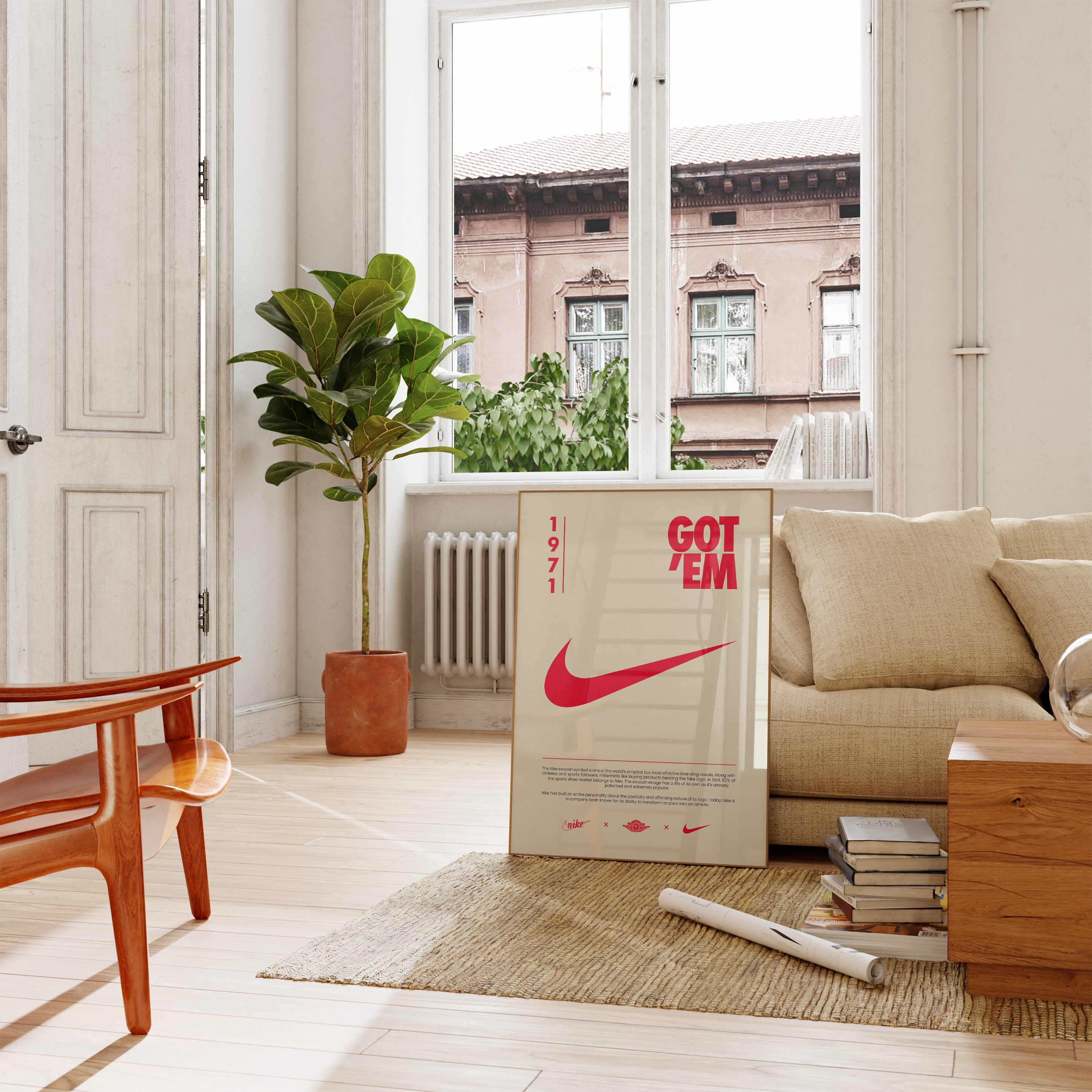 Nike Origins Red Beige Poster | Hype Posters