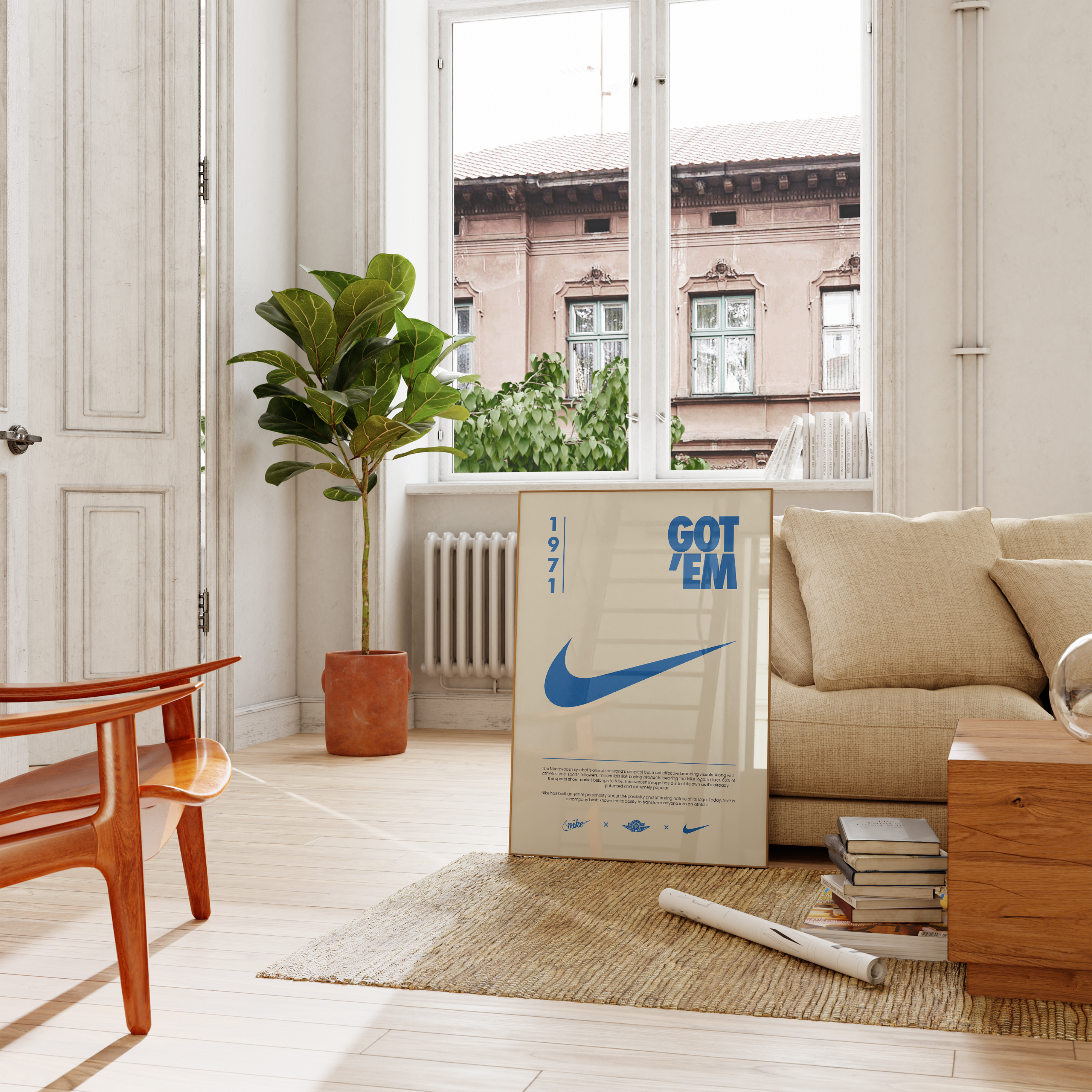 Nike Origins Blue Beige Poster | Hype Posters