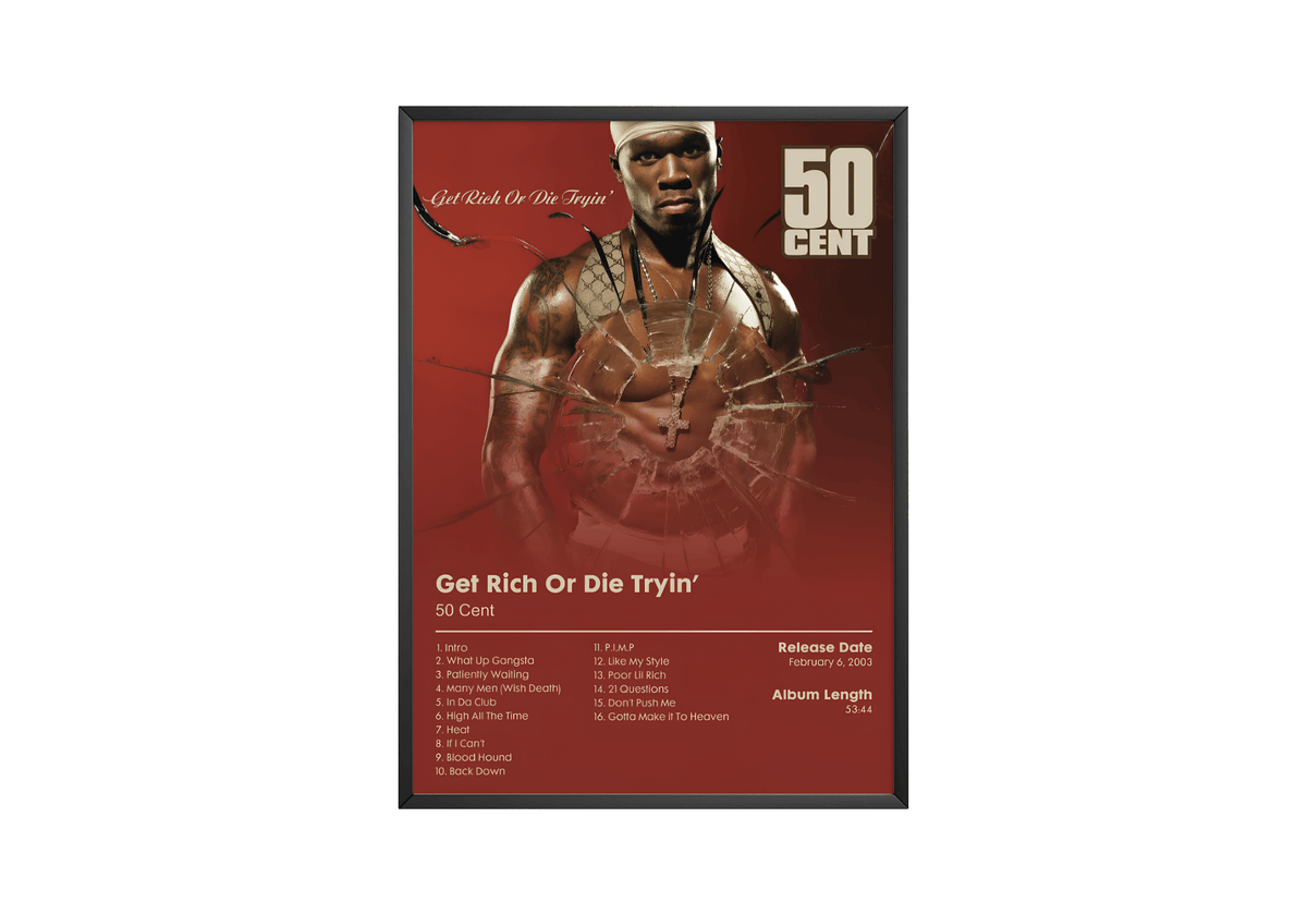 50 Cent - 'Get Rich Or Die Tryin' Album Poster - Posters, Prints & Wall Art | HYPE Posters