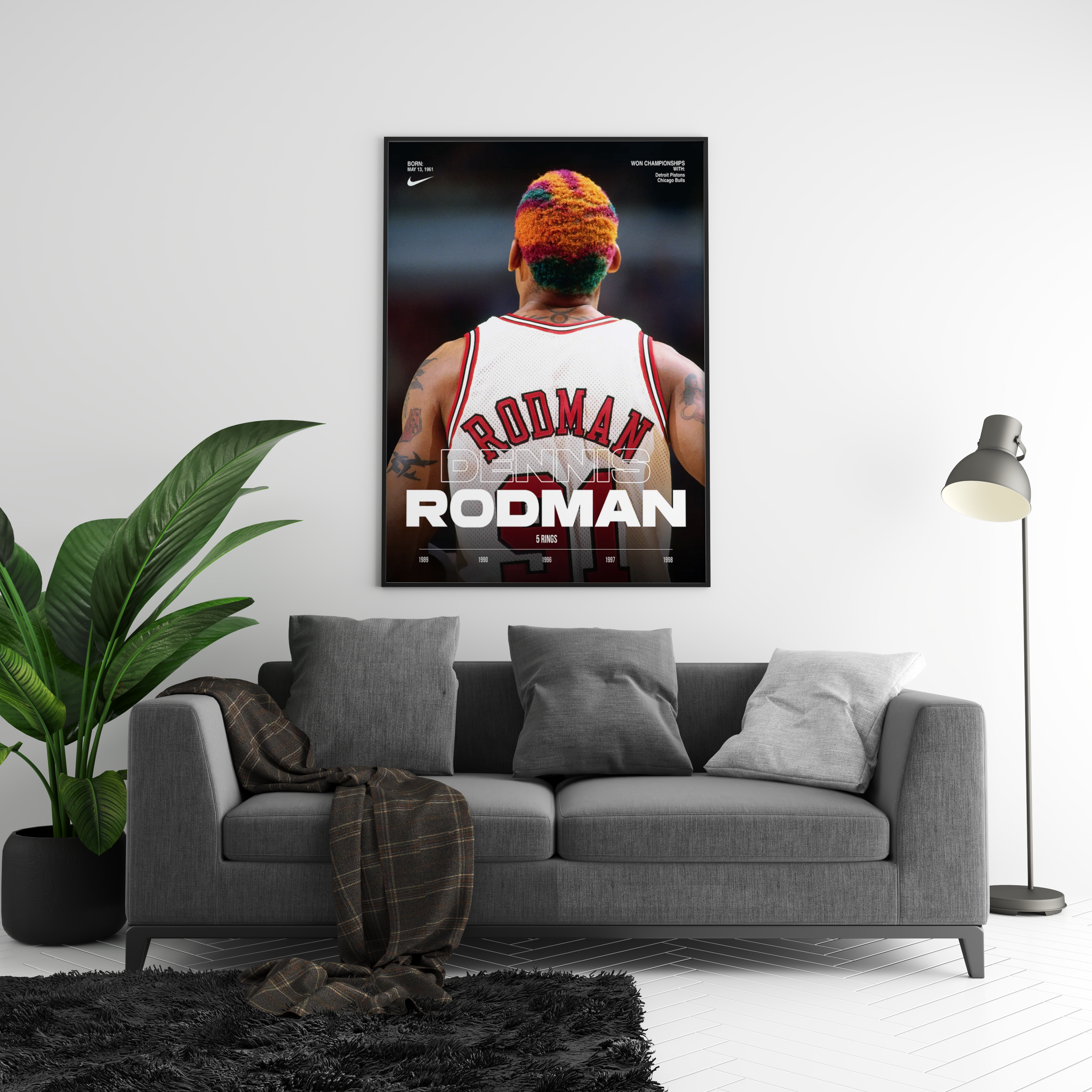 Dennis Rodman 5 Rings Poster | Hype Posters