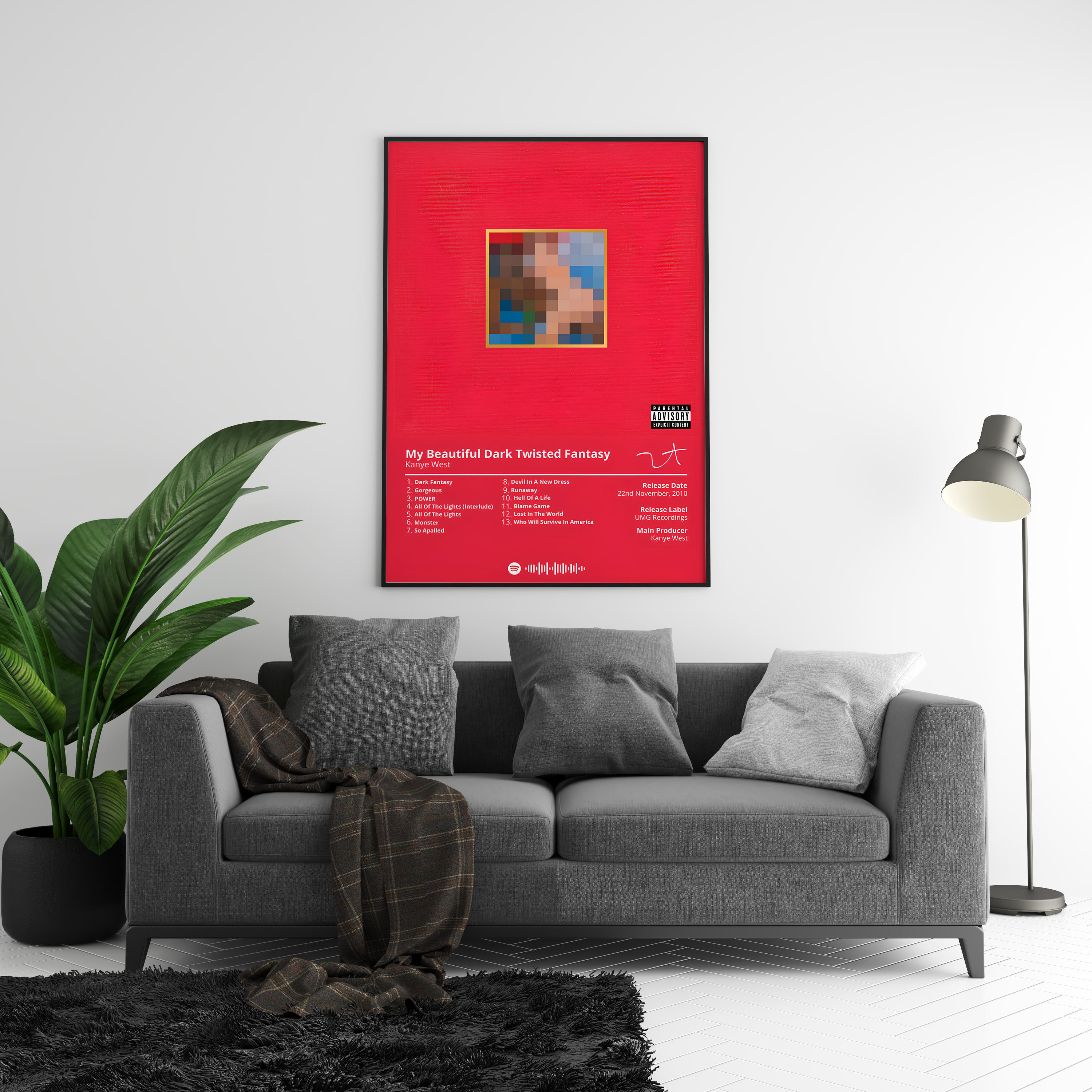 Kanye West 'My Beautiful Dark Twisted Fantasy' Album Poster | Hype Posters