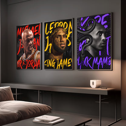 Jordan, Lebron, Kobe Basketball Poster Set | Hype Posters