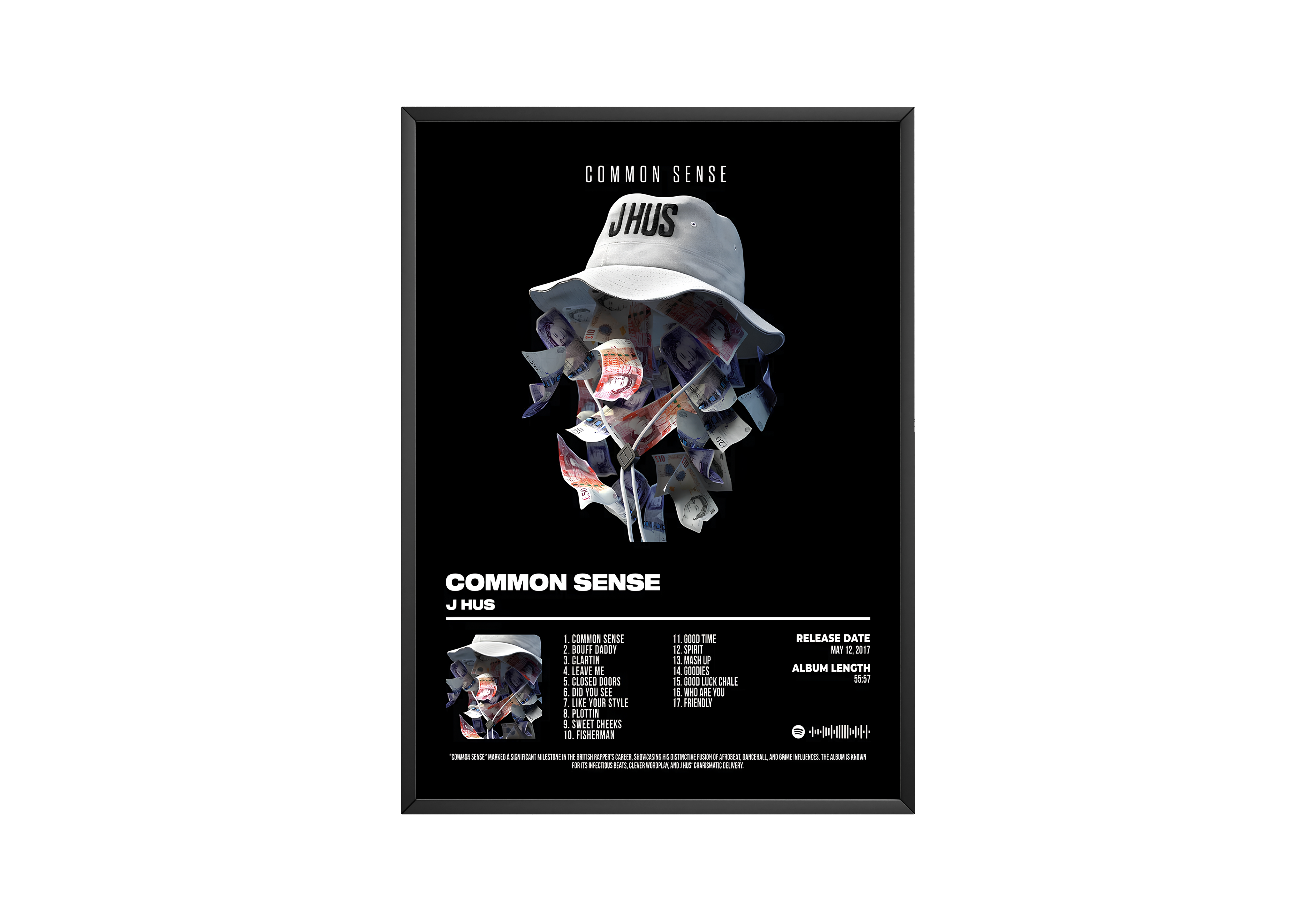 J Hus - "Common Sense" Album Poster | Hype Posters