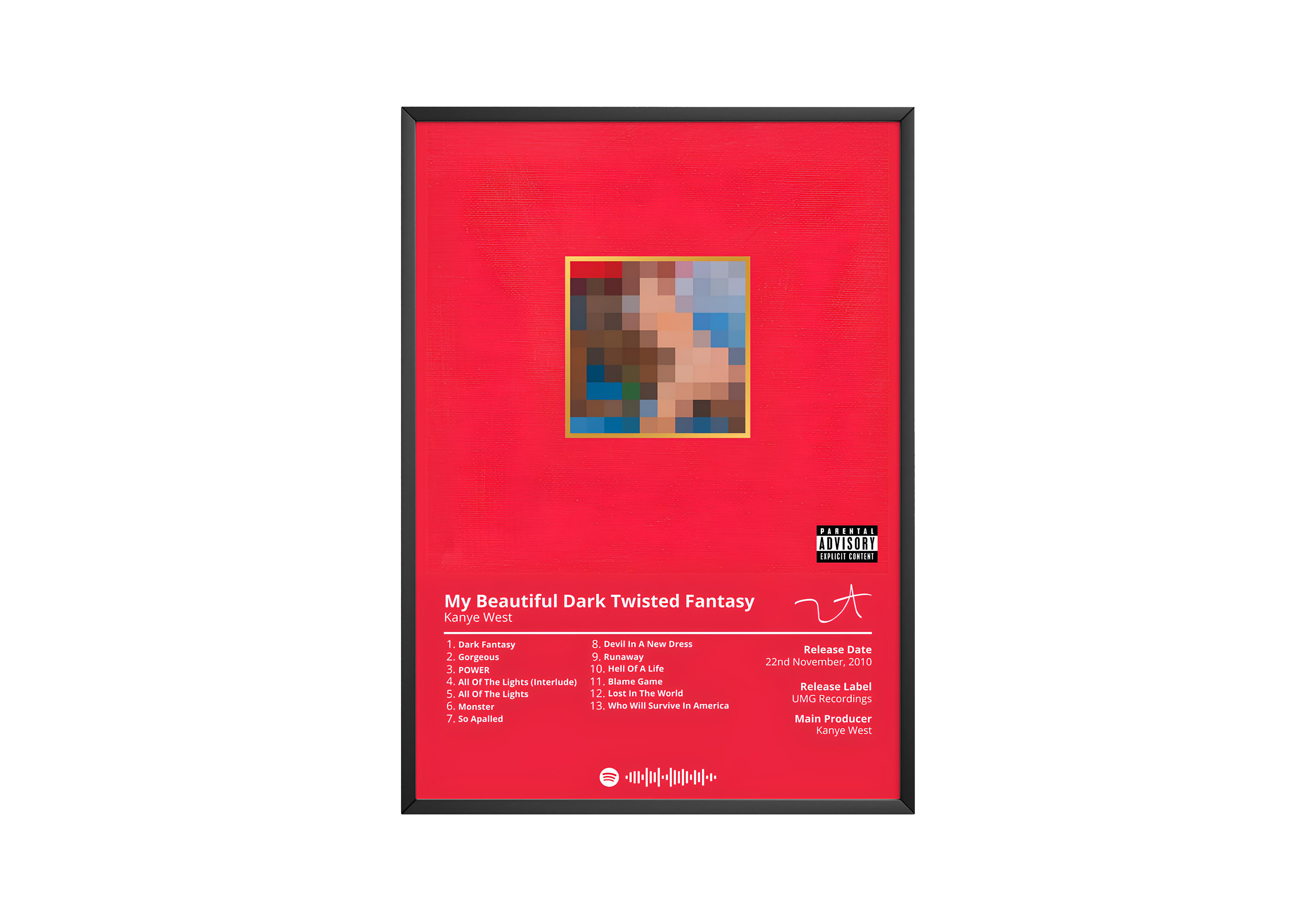 Kanye West 'My Beautiful Dark Twisted Fantasy' Album Poster | Hype Posters