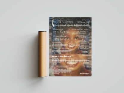 21 Savage 'american dream' Album Poster | Hype Posters